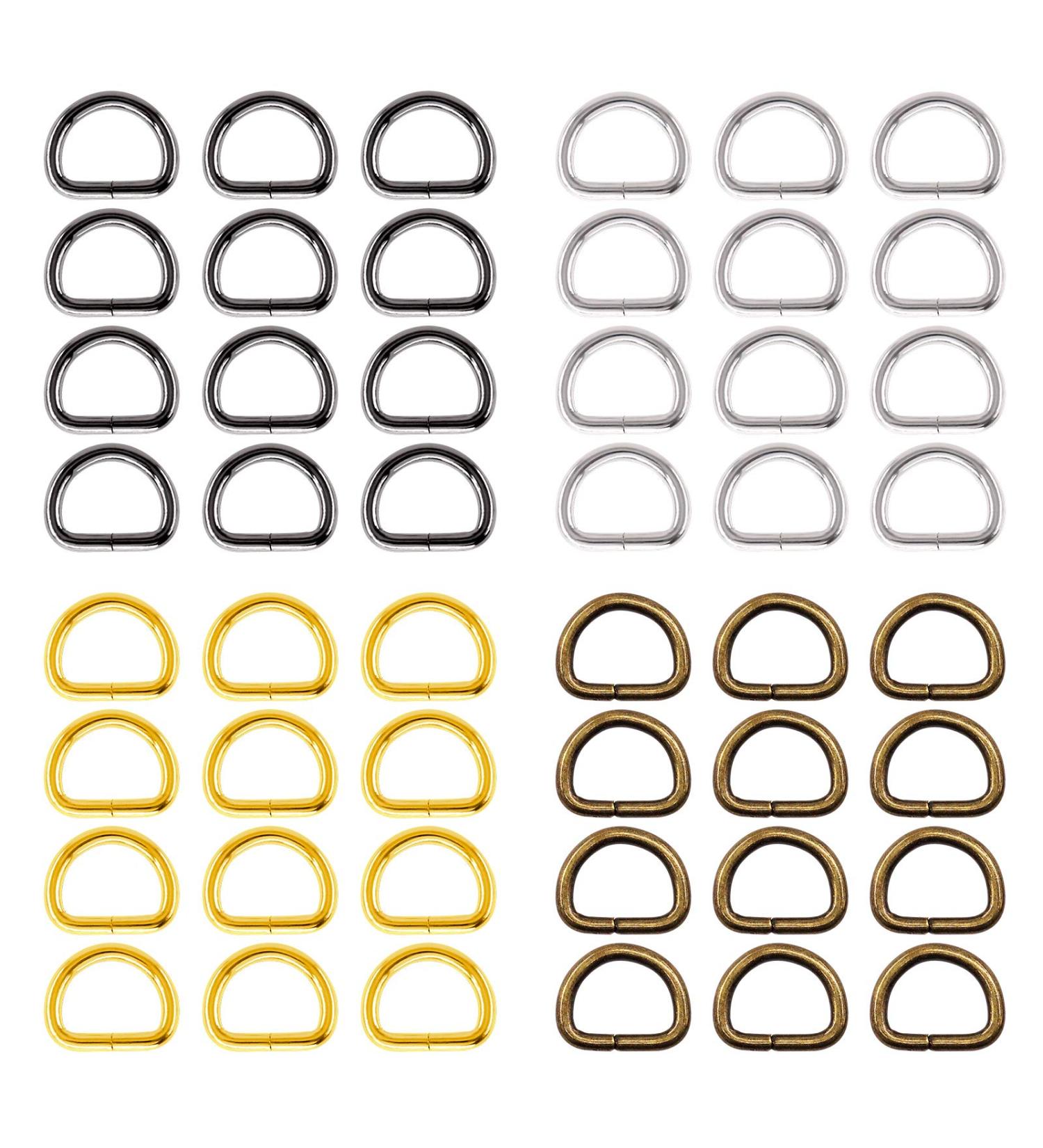 Rustark 120 Pcs Assorted 1/2 Inch Strong Metal Webbing Set 4 Colors Multi-Purpose Keychains D Ring  Handbag Strap Loop Clasp Hook D Buckles Semi-Circular D-Rings for DIY Accessories (13mm) - Buy Online on GoSupps.com