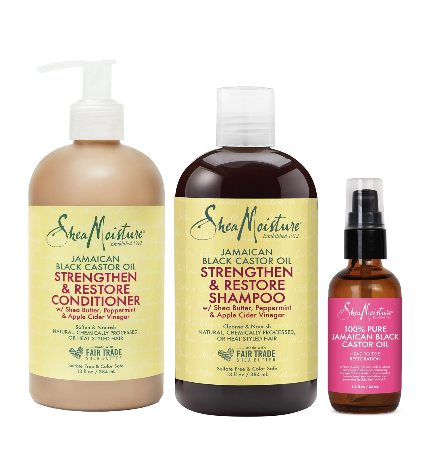 SheaMoisture Jamaican Black Castor Oil Set - Strengthen & Restore Shampoo Conditioner & Body Care Oil for Dry Skin & Hair - International Shipping Available - Buy Online on GoSupps.com