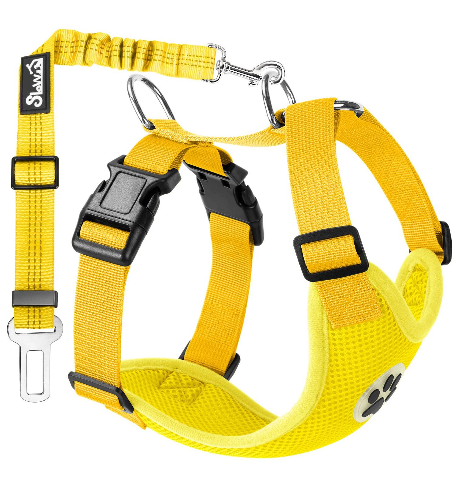 Buy Slowton Dog Harness with Seat Belt for Car - Breathable & Safe Puppy Harness for Everyday Sports - Yellow (M) - International Shipping Available - Buy Online on GoSupps.com
