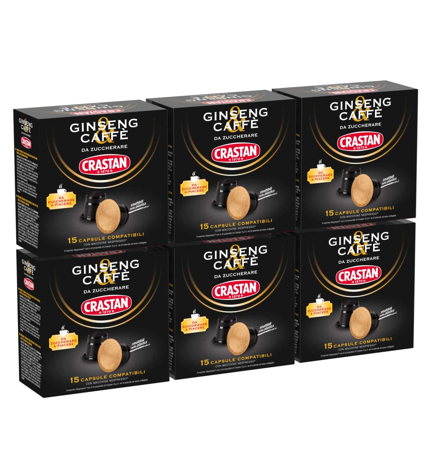 CRASTAN 1870 90 Capsules 6 Boxes of 15 Ginseng and Coffee Drink Capsules Nespresso Compatible Capsules for Sweetening to Pleasure Gluten-Free Drink 100% Made in Italy - Buy Online on GoSupps.com