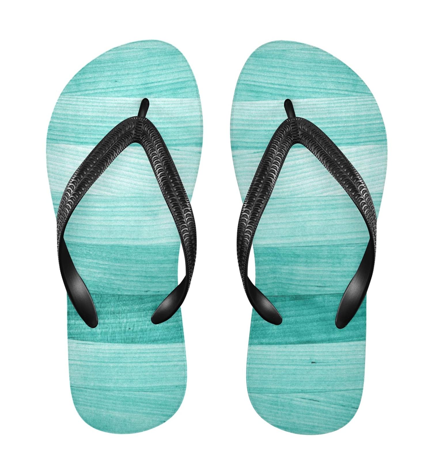 Mnsruu Wooden Flip Flops - Turquoise Green | Luxury Travel & Spa Footwear for Men & Women - XS Size - Buy Online on GoSupps.com