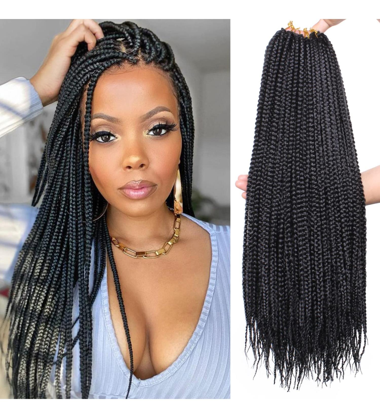 Xtrend 8 Packs 18 Inch Box Braids Crochet Hair | Medium Knotless Pre-looped Synthetic 3X Braiding Hair Extension for Women | 18Strands/pack 1B | Pack of 8 - Buy Online on GoSupps.com