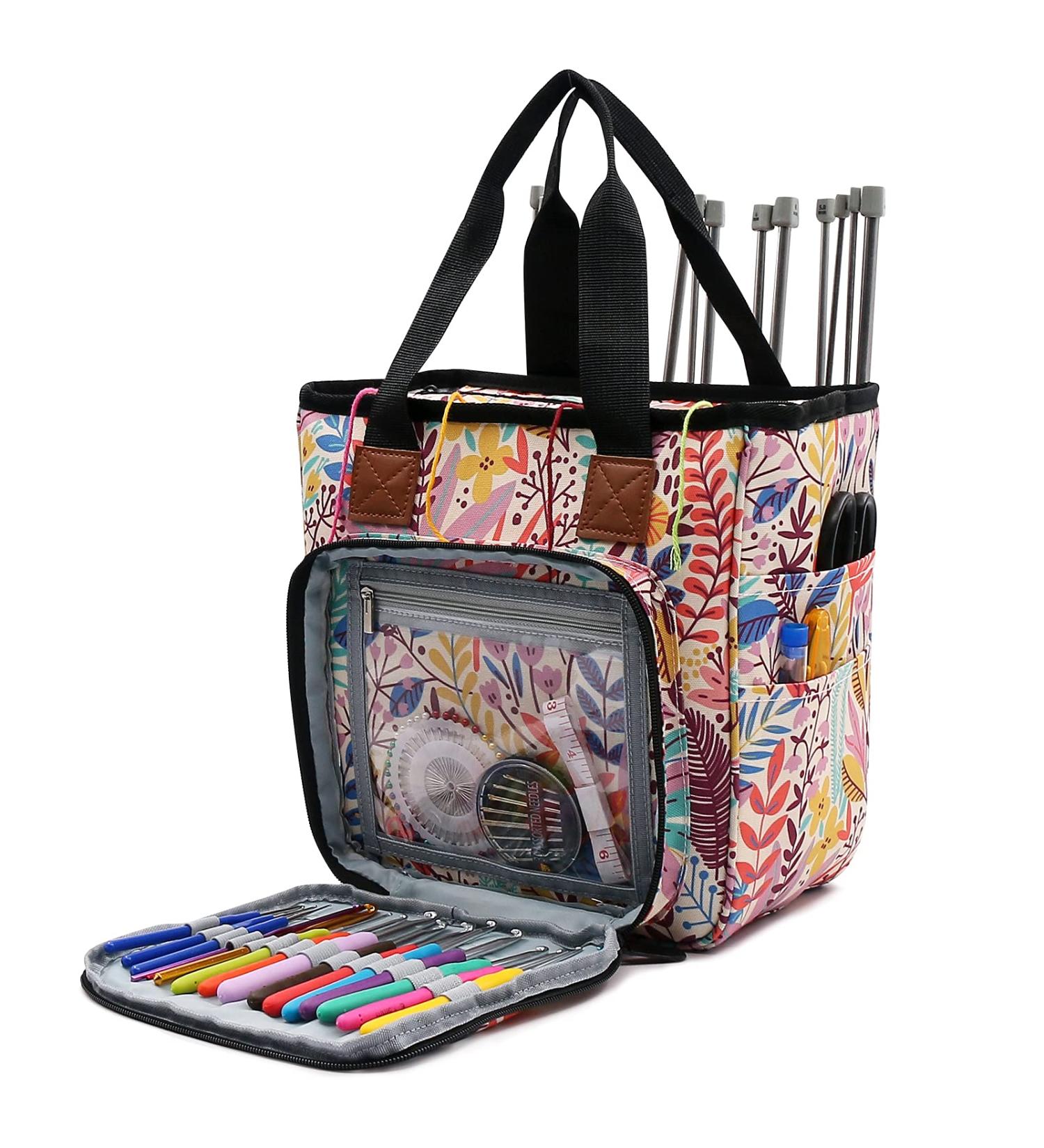 SumDirect Yarn Bag - Knitting Organizer Tote for Yarn, Needles, Hooks & Accessories (Forest) - Buy Online on GoSupps.com