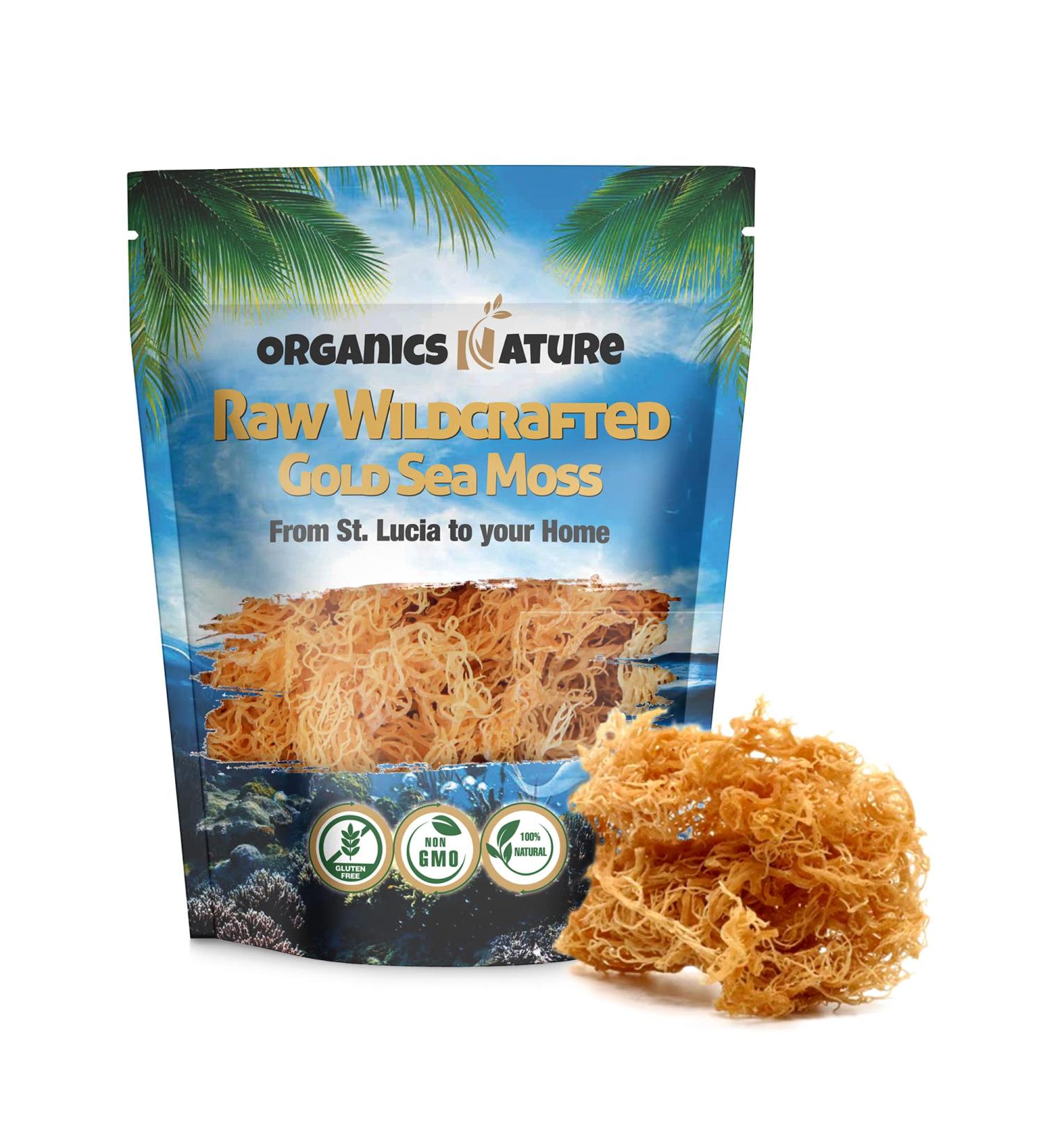 Organics Nature Supplements Organic Irish Sea Moss - Wildcrafted, Non-GMO, Gluten-Free - 4oz - Supports Bones, Joints & Immune System - Makes 5 Jars of Gel - Buy Online on GoSupps.com