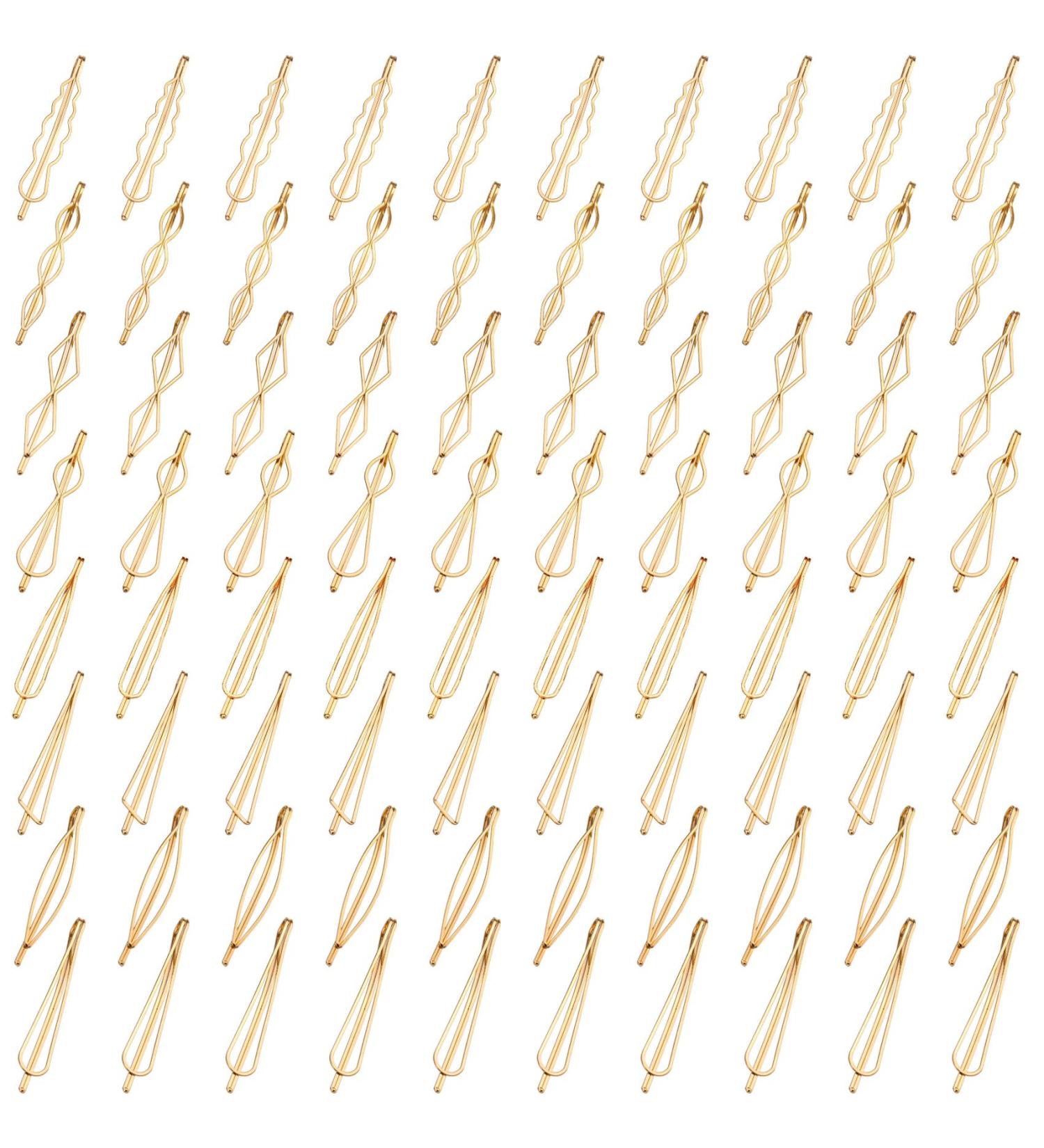 80 Pcs Geometric Minimalist Gold Hair Pins Set - Bobby Hair Barrettes for Girls and Women - Buy Online on GoSupps.com