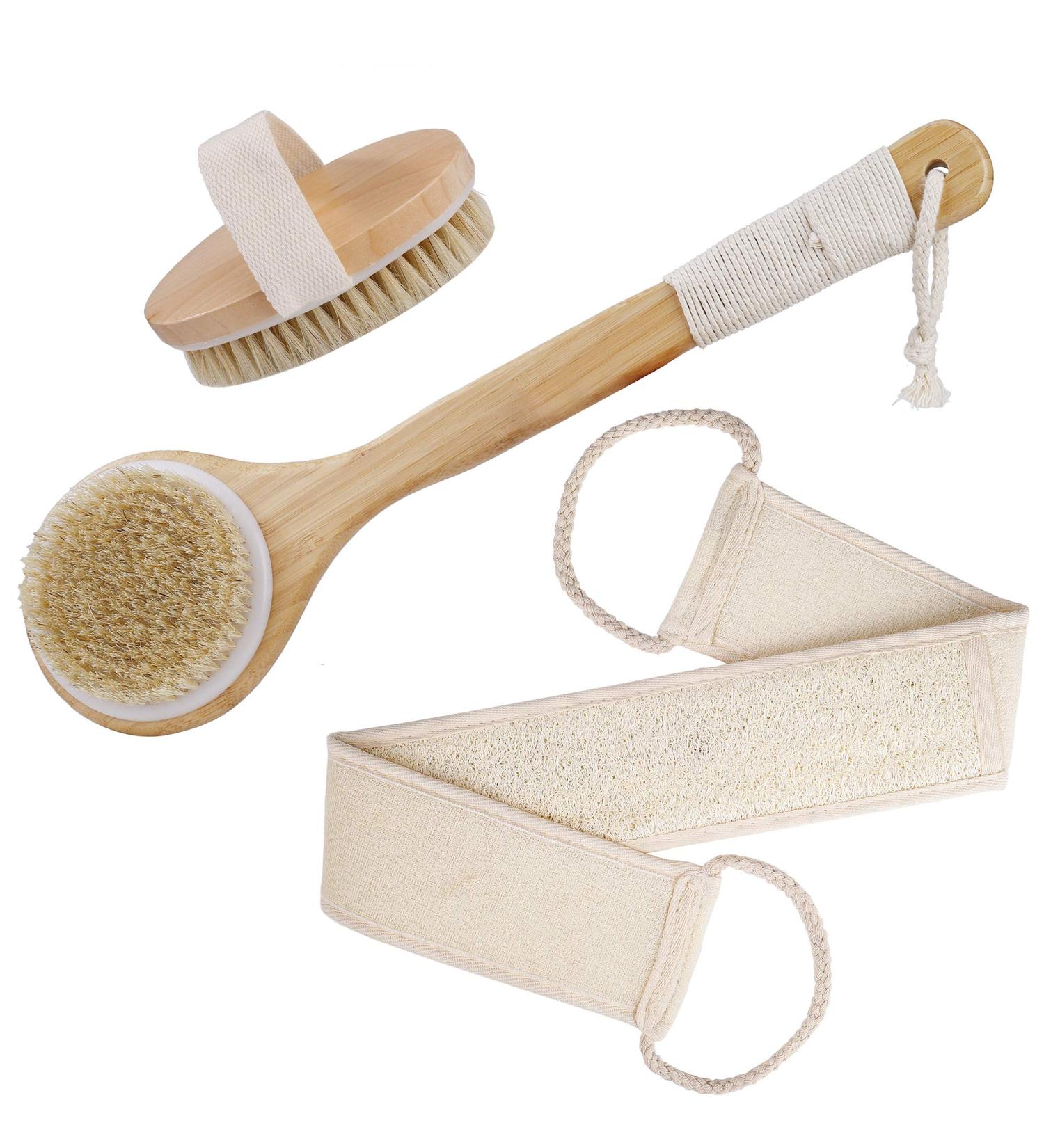 Eco-Friendly Bathing Brush & Back Scrubber | Bamboo Dry Brush for Exfoliation Blood Circulation & Relaxation - Buy Online on GoSupps.com