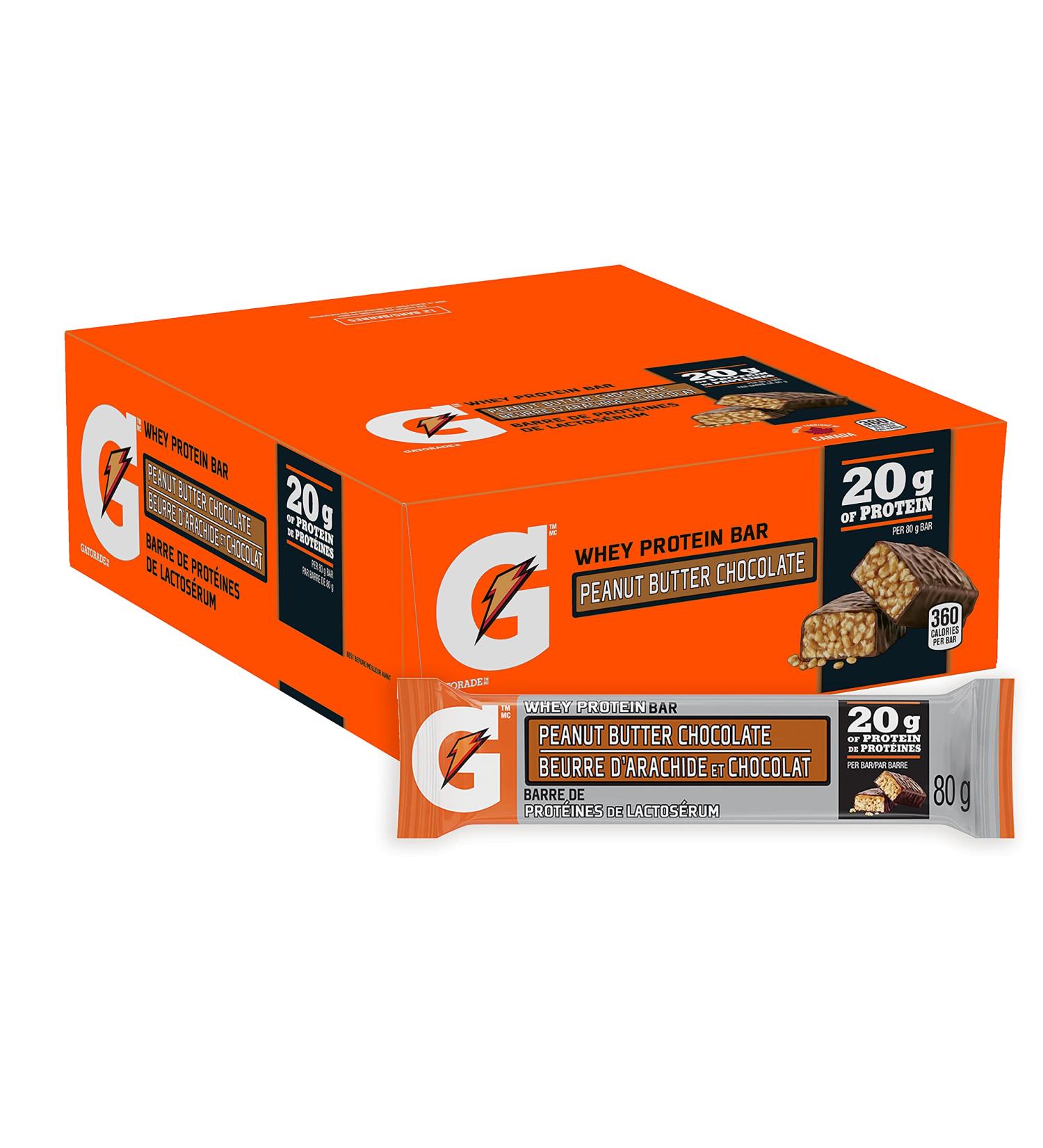 Gatorade Whey Protein Bars - Peanut Butter Chocolate 12 Bars 960 g 12 Count (Pack of 1) Peanut Butter Chocolate - Buy Online on GoSupps.com