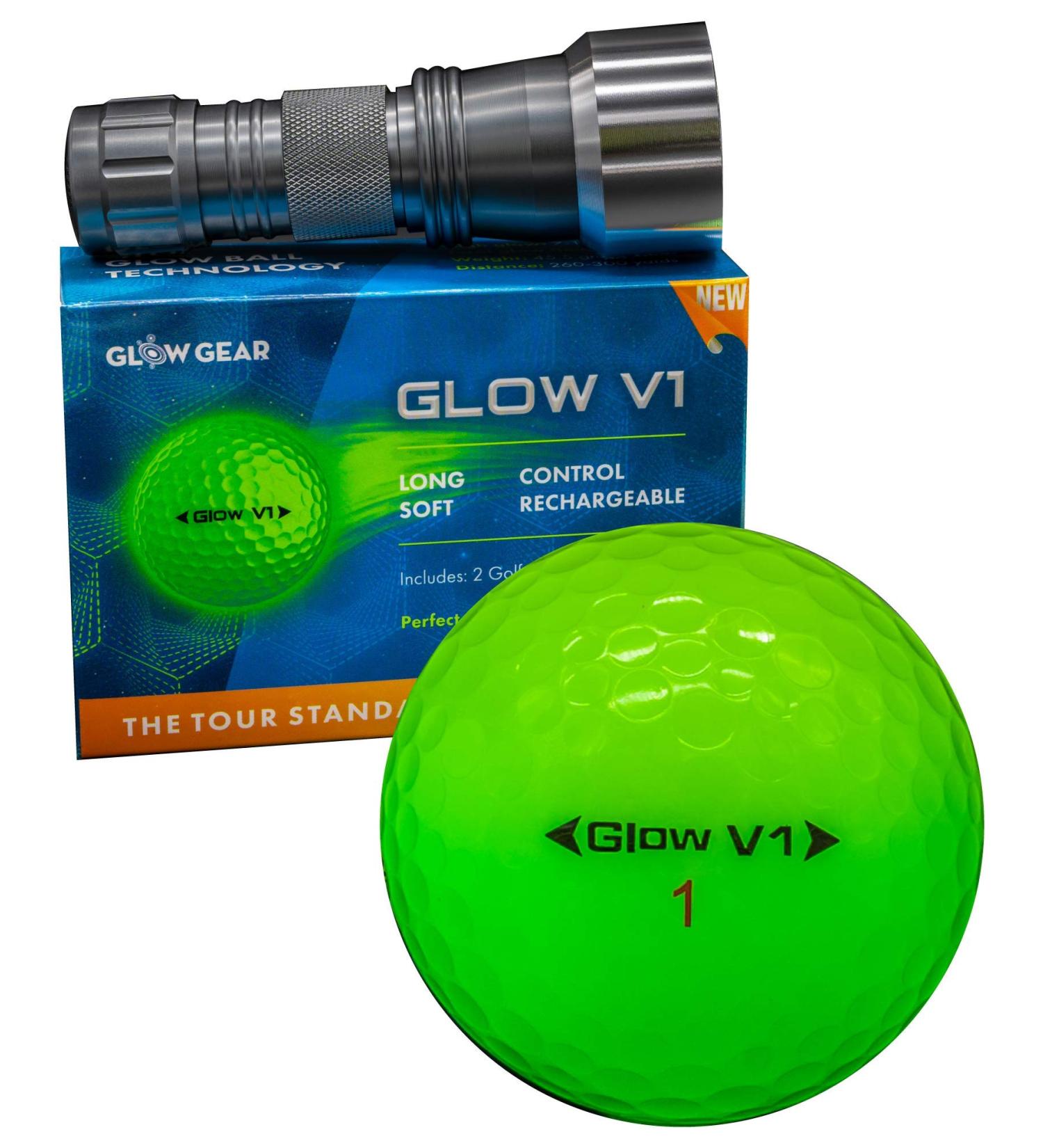 GlowGear Golf - GlowV1 Night Golf Balls with UV Flashlight  Glow in The Dark Golf Balls 2 Piece Construction with Tour Quality Compression Core  Urethane Skin  and Ultra Bright Glow 12 count - Buy Online on GoSupps.com