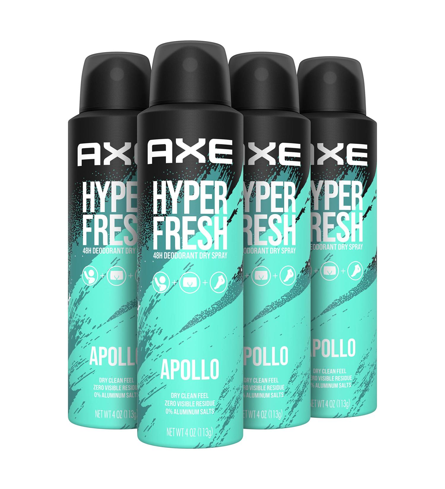 AXE Apollo Deodorant Spray 48 Hour Odor Protection Fresh Sage and Cedarwood 4oz Pack of 4 | Aluminum-Free, Residue-Free - Buy Online on GoSupps.com