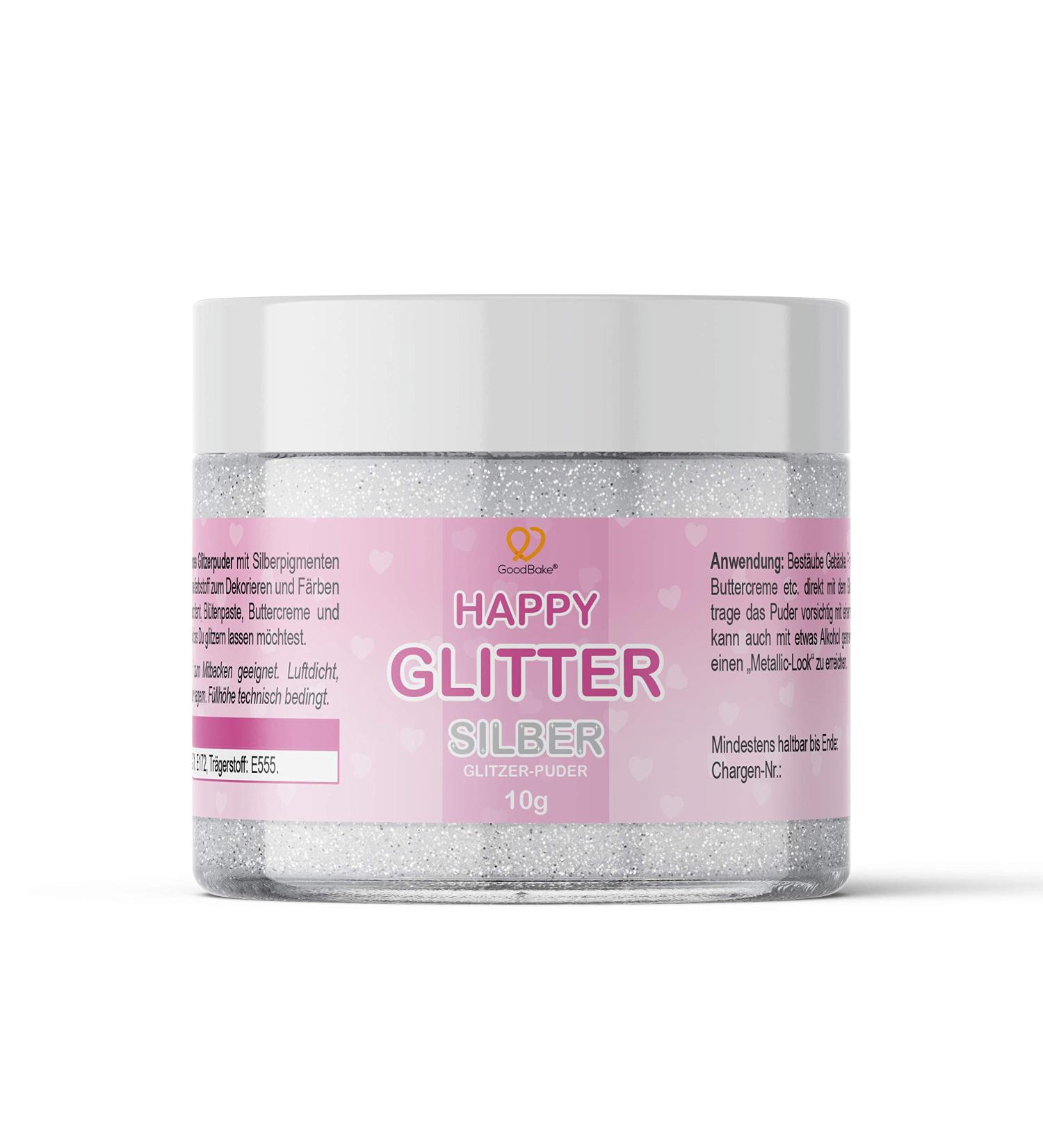 Goodbake Happy Glitter - Silver Edible Food Glitter Powder for Cakes Cookies & Drinks | Perfect Cake Decoration for Birthday Parties - Buy Online on GoSupps.com
