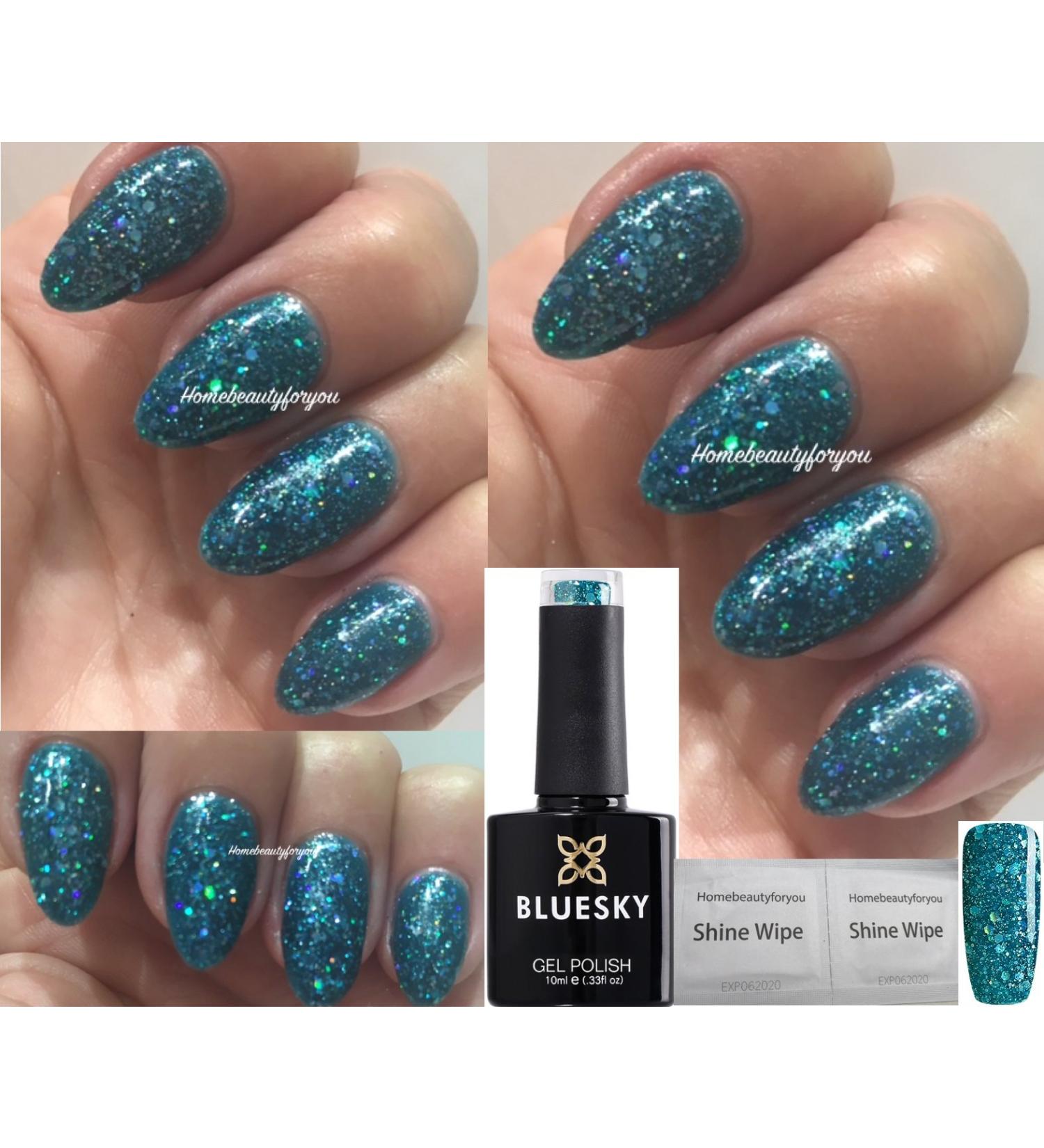 Bluesky Nail Gel Polish BLUE GLITTER Turquoise TEAL Blue Green Multi Glitter BLZ10 UV LED Soak Off 10ml Christmas - Buy Online on GoSupps.com