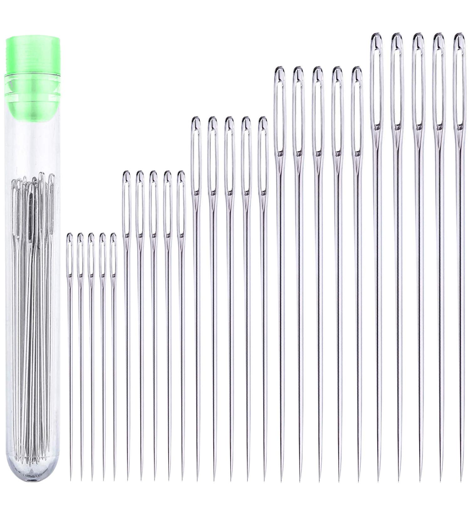 25 Large Eye Stitching Needles - 5 Sizes Hand Sewing Needles Set with Storage Tube - Buy Online on GoSupps.com