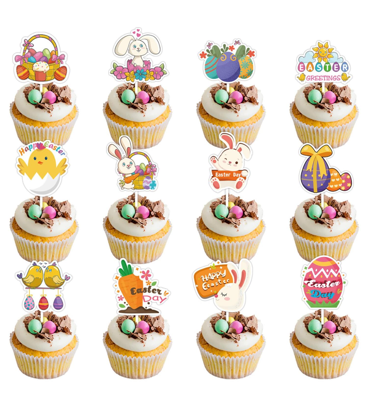 12Piece Easter Party Cake Decorations Easter Cupcake Toppers Festive Rabbit Gnomes Embellishments Dessert Decorations Spring Themed Party Supplies - Buy Online on GoSupps.com