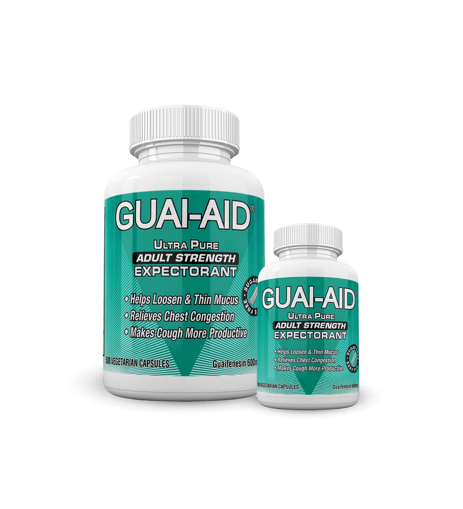GUAI-AID 600mg Ultra-Pure Guaifenesin Veg. Capsules - Mucus Relief (100 Size Bottle) - Buy Online on GoSupps.com