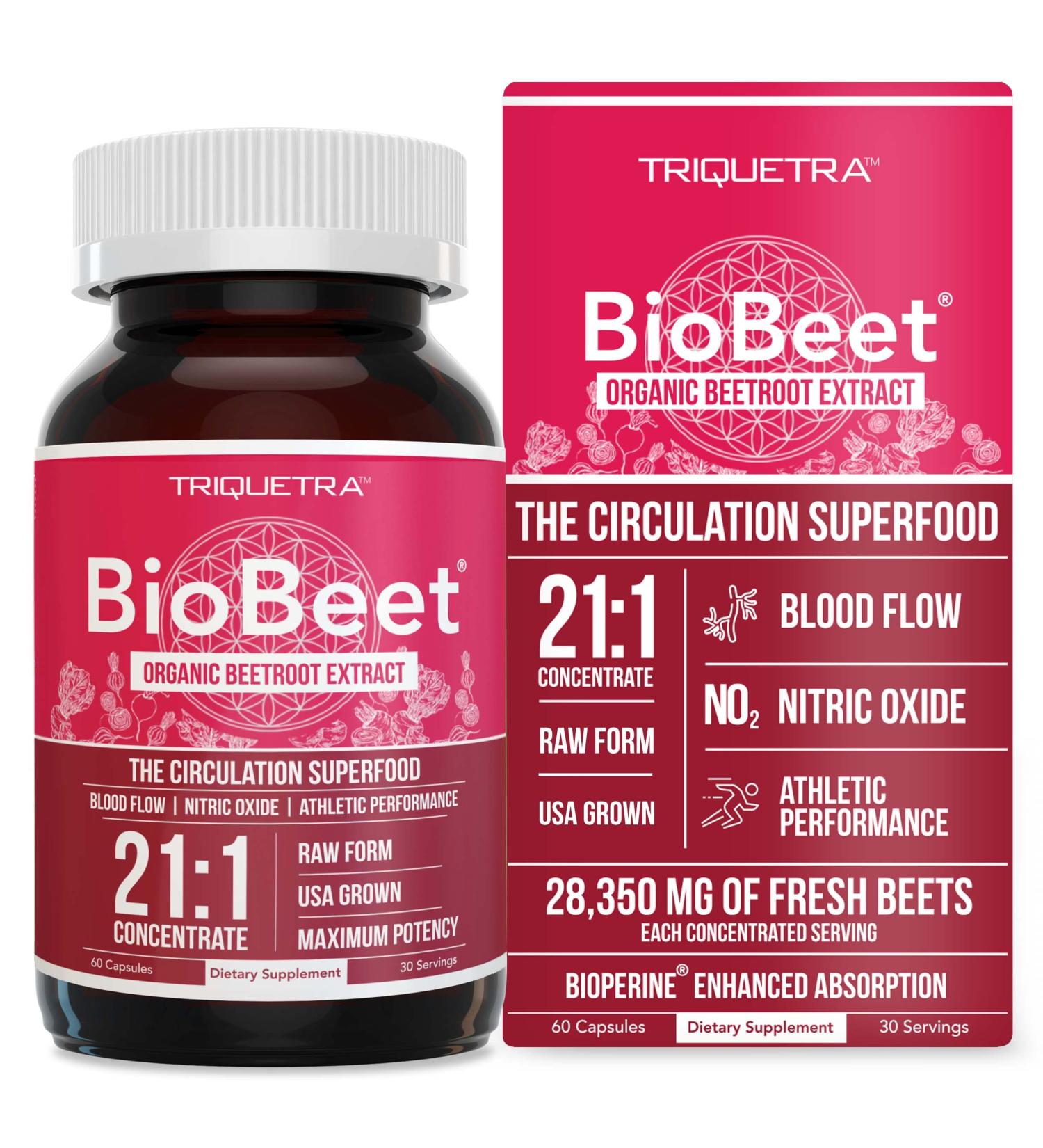 BioBeet Max Strength Beet Root Capsules - 21:1 Concentrate - 28,350mg Organic Beetroot - With BioPerine for Enhanced Absorption (60 Capsules) - Buy Online on GoSupps.com