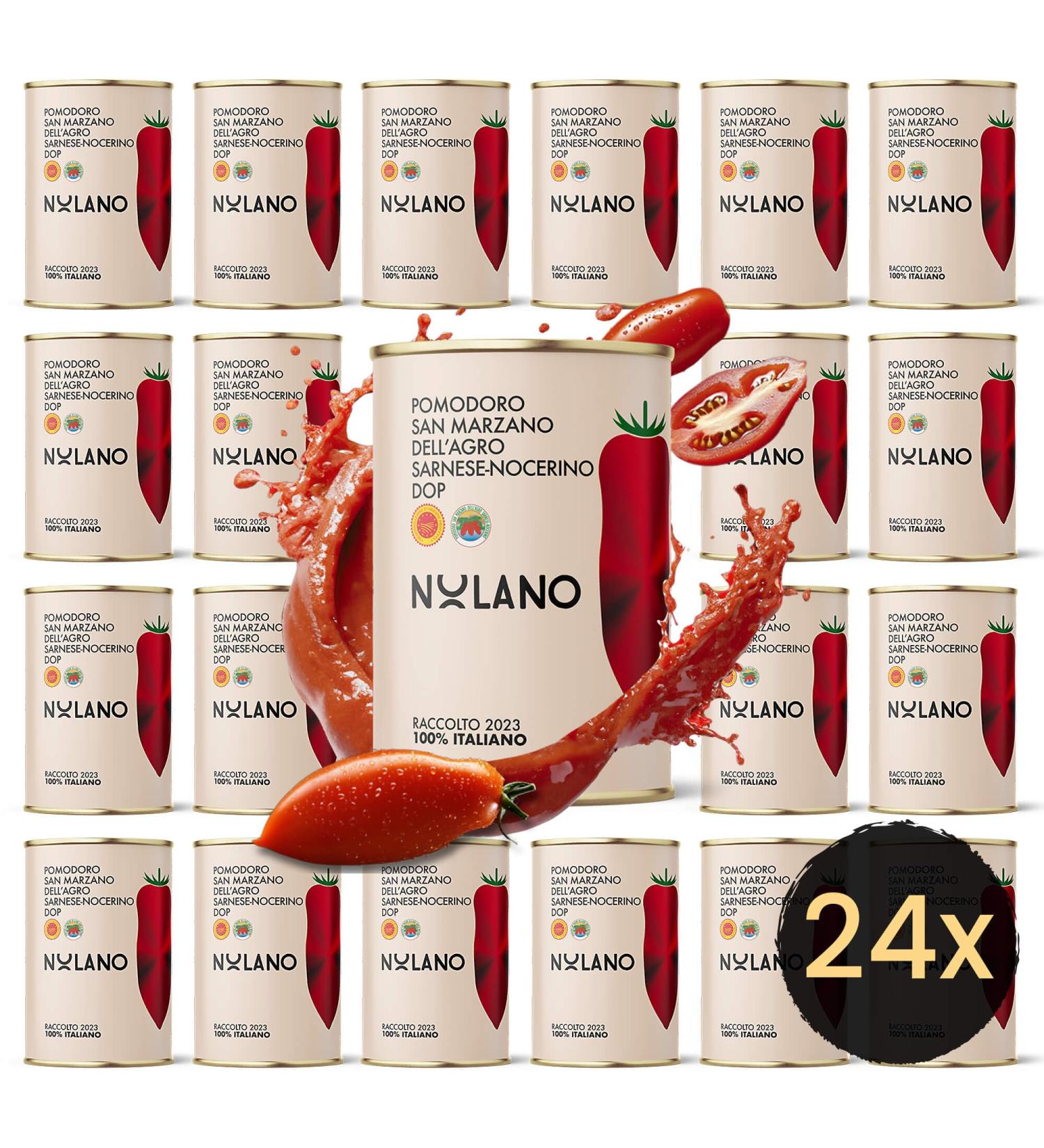 Delicret - 12 x 400g NOLANO San Marzano DOP tomatoes | whole and peeled | Pizza & Neapolitan pizza recipes - Buy Online on GoSupps.com
