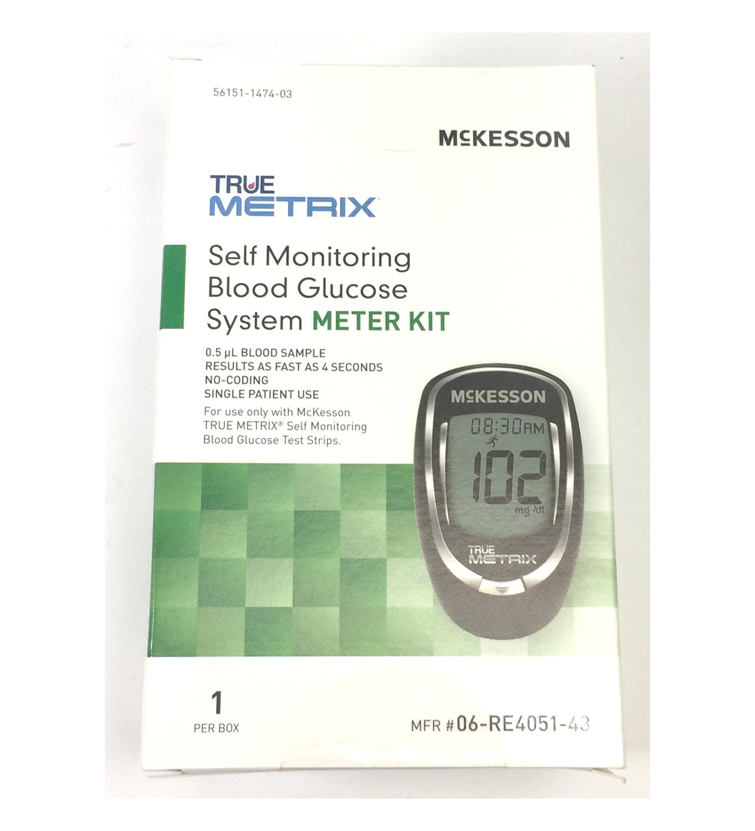 McKesson TrueMetrix Self Monitoring Blood Glucose System Meter Kit 06-RE4051-43