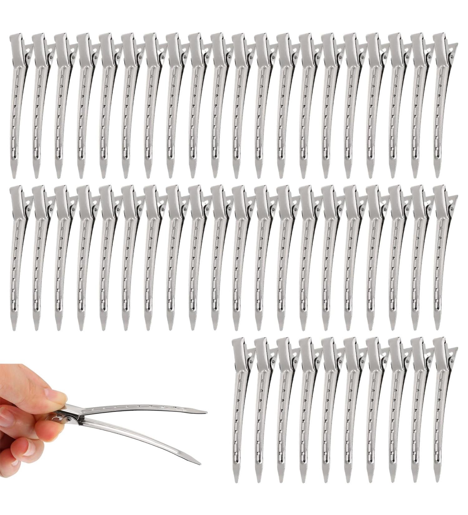 50 Pack 3.5 Metal Alligator Hair Clips - Silver Curl Clips for Hair Extensions | Durable & Versatile - Buy Online on GoSupps.com