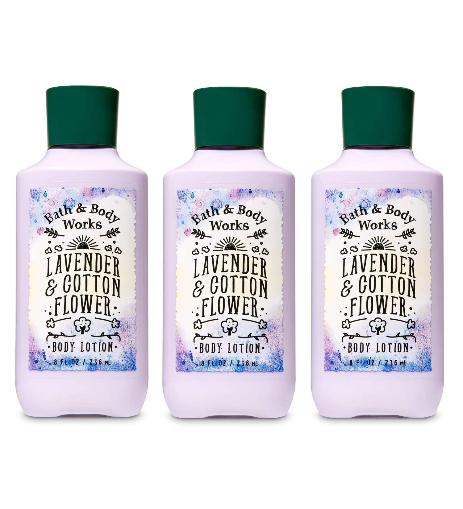 Bath & Body Works LAVENDER & COTTON FLOWER Body Lotion Lot of 3 - Full Size