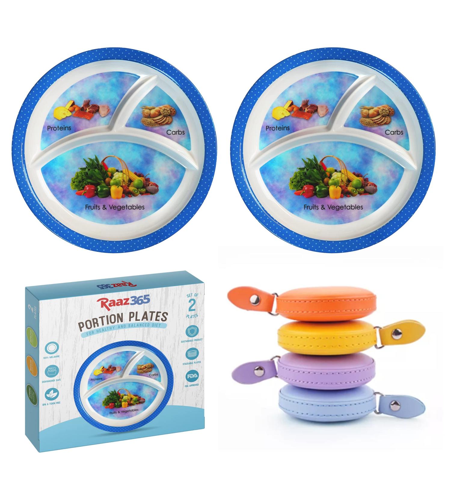 Raaz365 Portion Control Plates for Weight Loss adults  Diabetic portion control plates for adults  Healthy nutrition balanced diet plates  Pack of 2 Plates  Blue - Buy Online on GoSupps.com