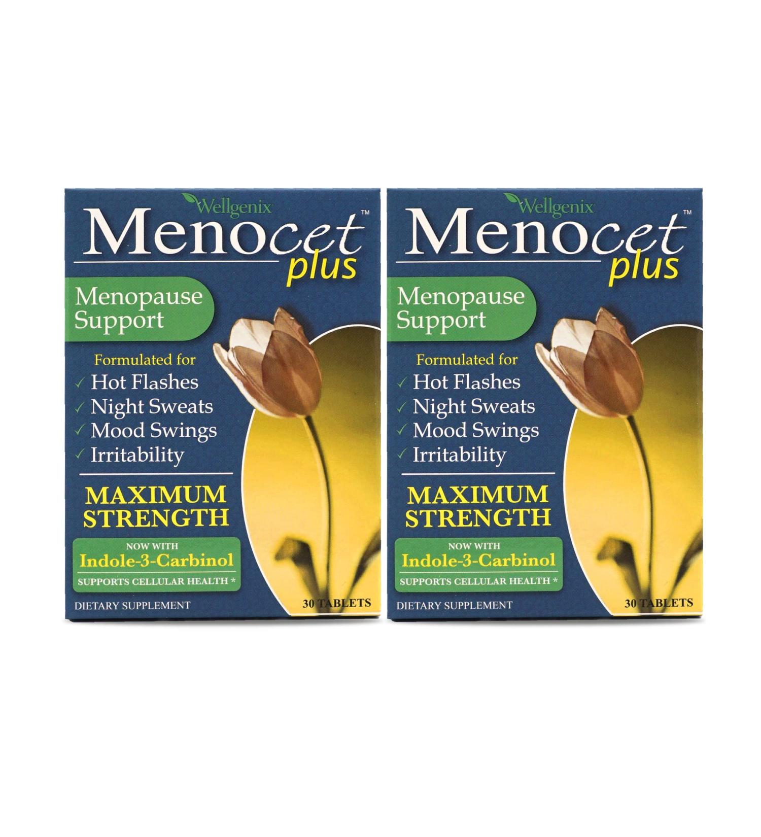 Wellgenix Menocet Plus Menopause Support - 2 Pack (30 Tablets) | Natural Relief for Hot Flashes, Mood Swings & Night Sweats - Buy Online on GoSupps.com