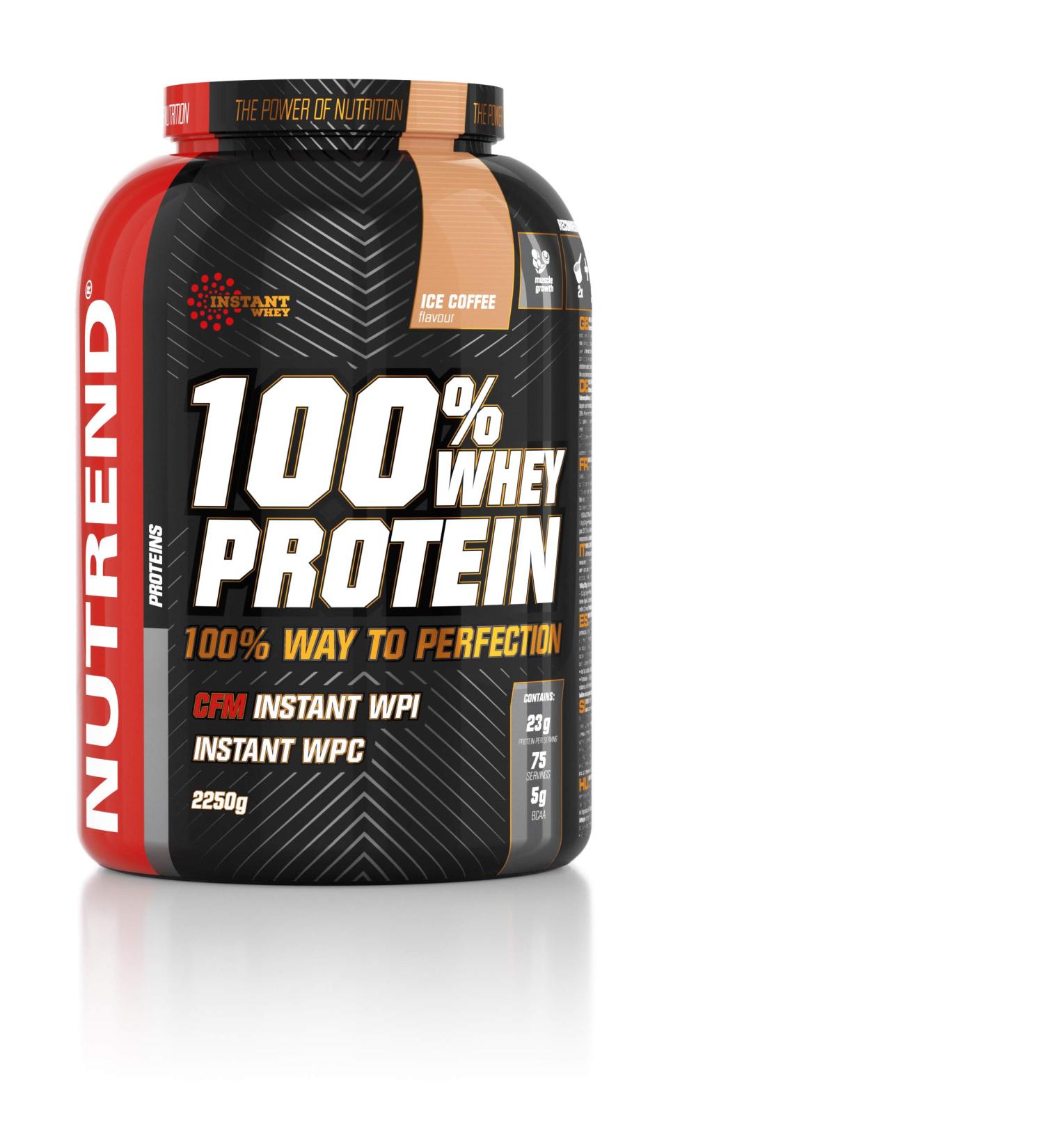 Nutrend 100% Whey Protein Powder Shaker 2250g (2.26kg) Ice Coffee Flavor 76% Protein Gluten Free Post Workout - Buy Online on GoSupps.com