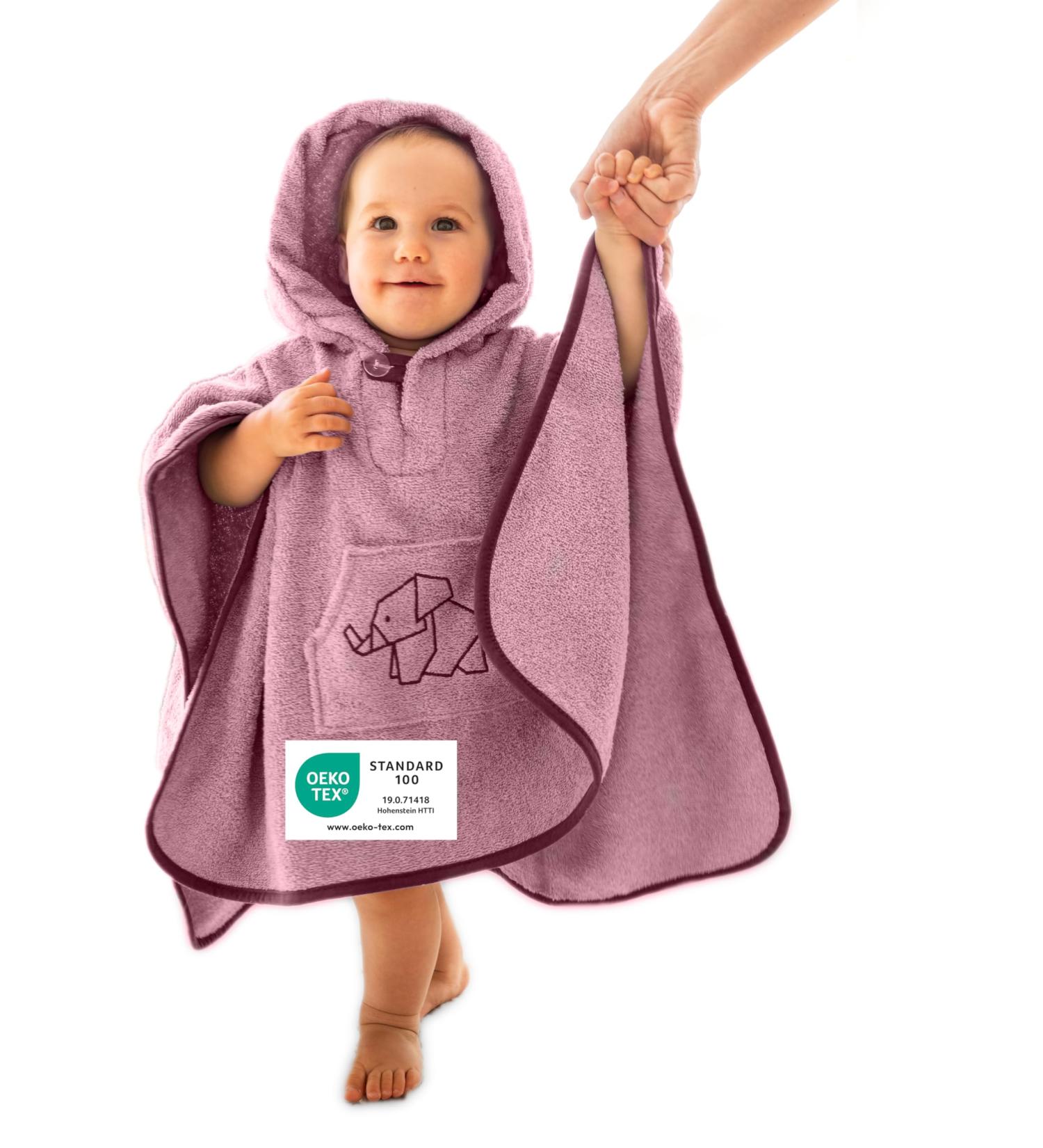 ULLENBOOM Bateponcho Babily - 100% Cotton Terry Baby Bath Towel & Robe for 1-3 Years Oeko-Tex Certified Made in EU - Ideal Pink Gift - Buy Online on GoSupps.com