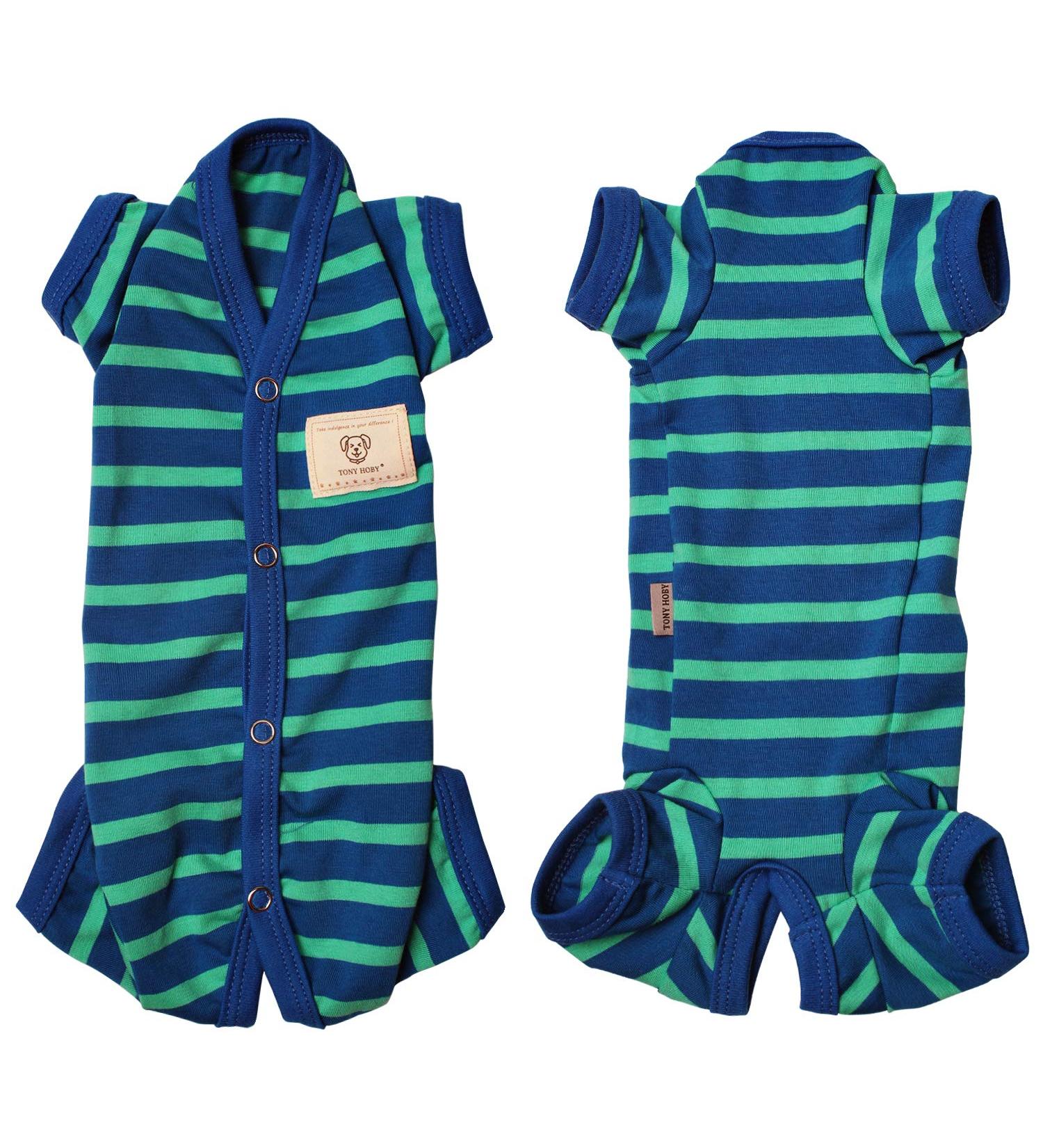 Shop Soft Cotton Dog Pajamas | Cute 4-Legged Jumpsuit for Summer | Blue-Green XS for Male & Female Dogs - Buy Online on GoSupps.com