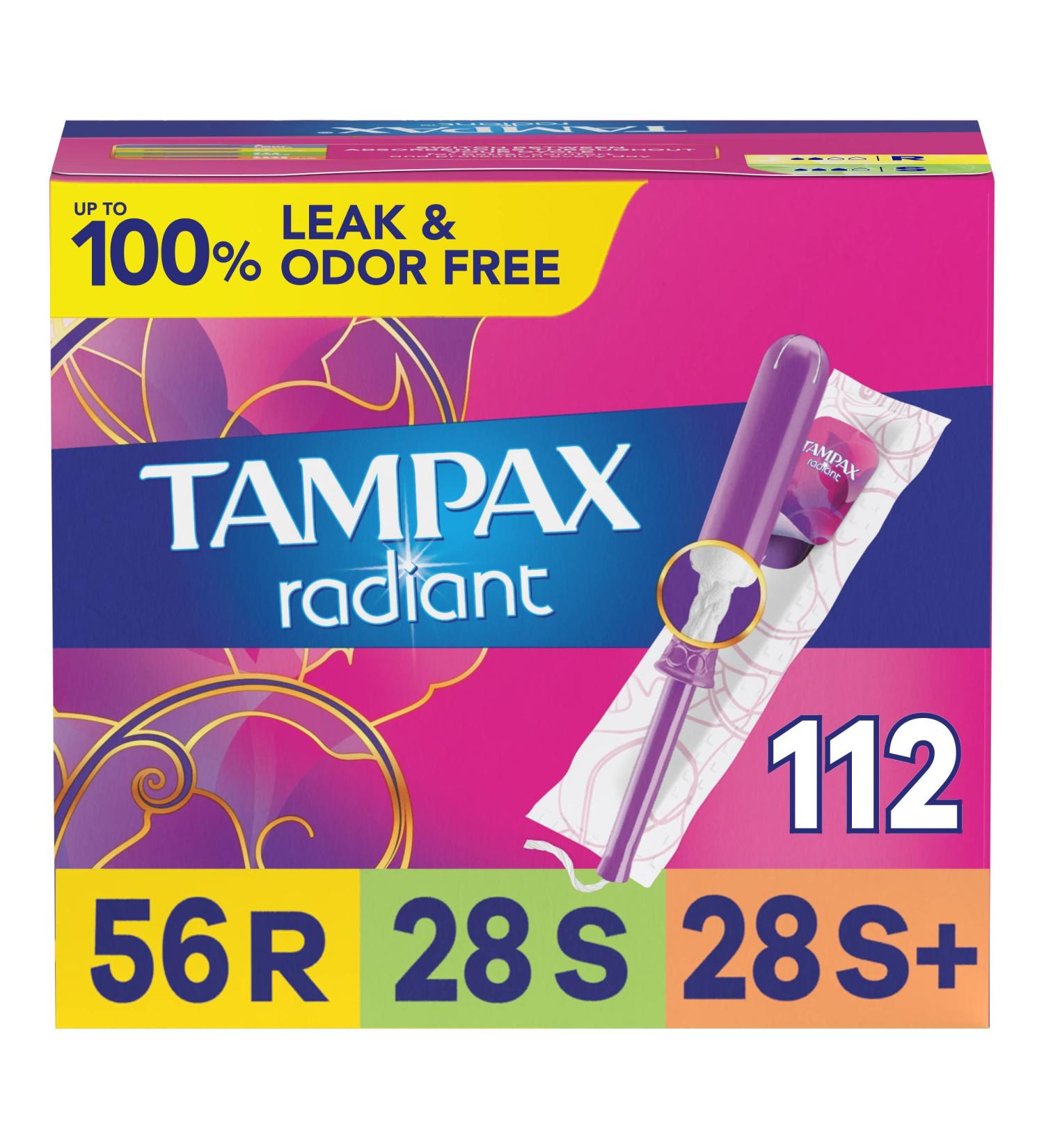 Tampax Radiant Tampons Multipack - Regular, Super, Super Plus Absorbency - 112 Count - Unscented - Buy Online on GoSupps.com