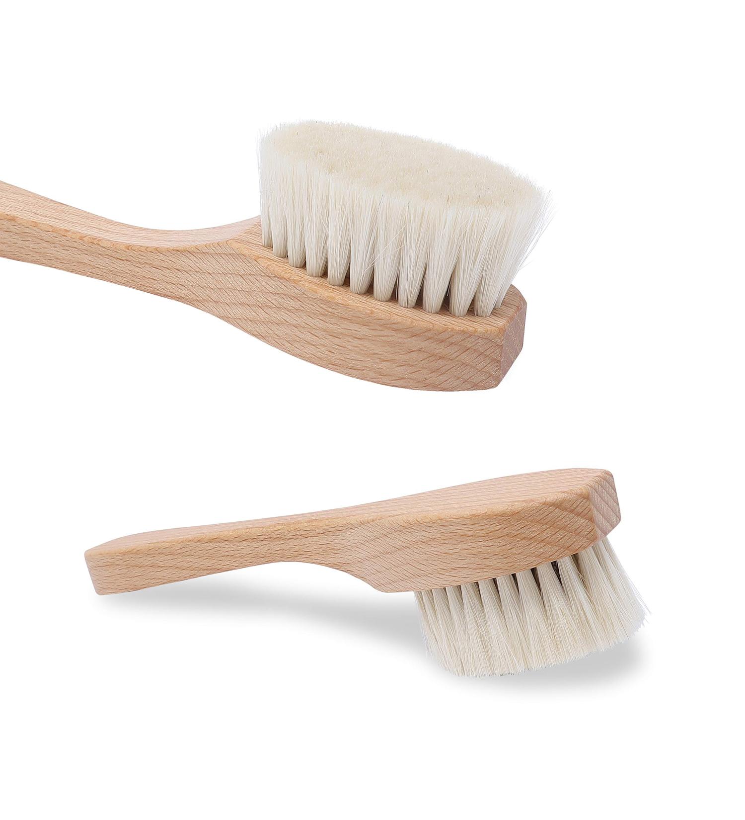 Waldkraft Face Brush - Gentle Beech Wood Massage & Cleaning Brush (2 Pieces) | Goat Hair Bristles | Made in Germany - Buy Online on GoSupps.com