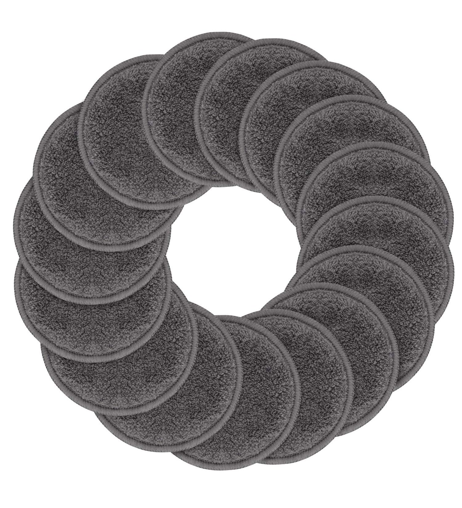SUNLAND Reusable Makeup Remover Pads 16 Pack - Microfiber Face Cleansing Gloves - Washable with Laundry Bag and Travel Bag - Dark Grey - Buy Online on GoSupps.com