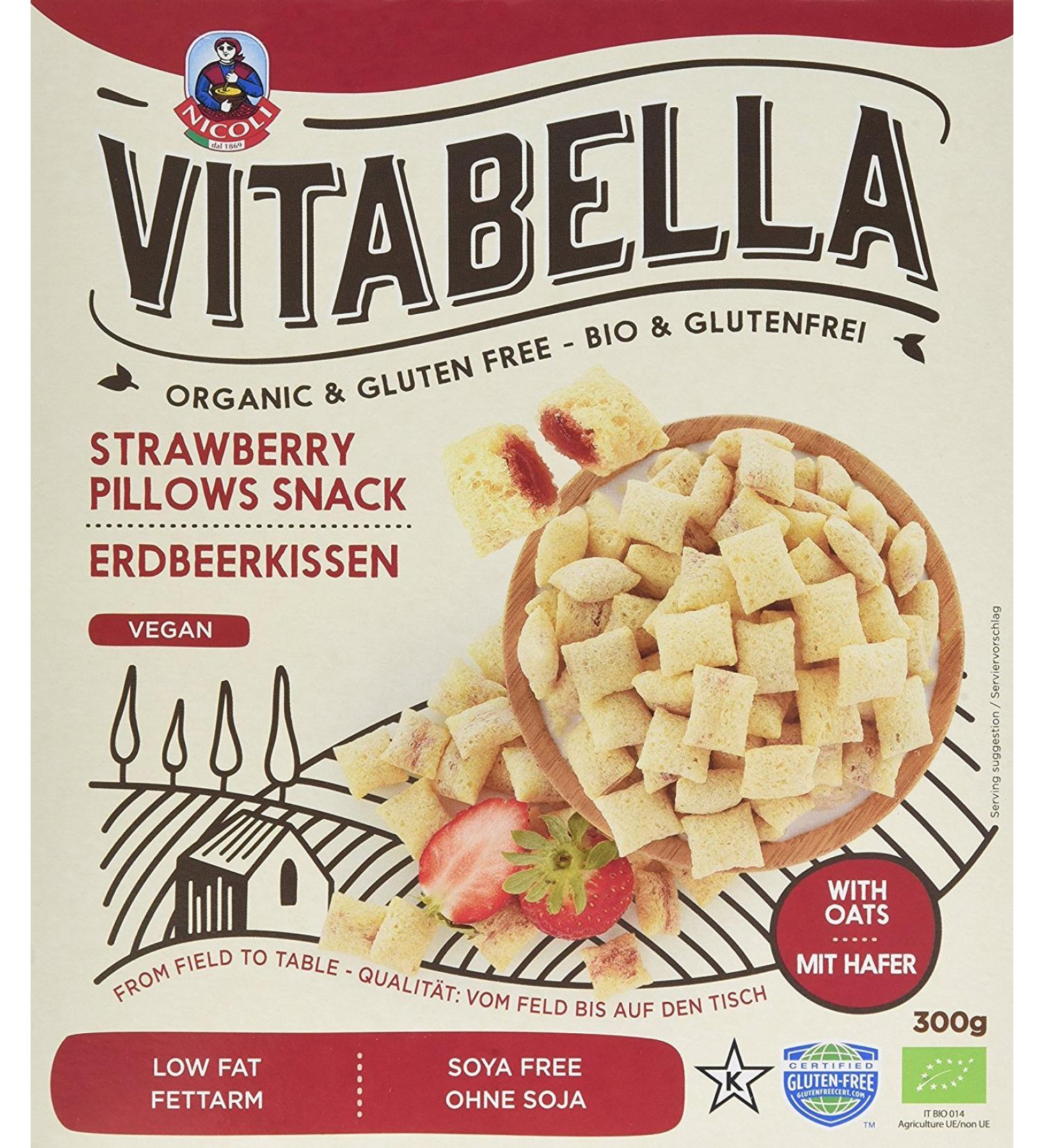 Molino Nicoli Vitabella Organic Strawberry Filled Cereals 300 g - Pack of 4