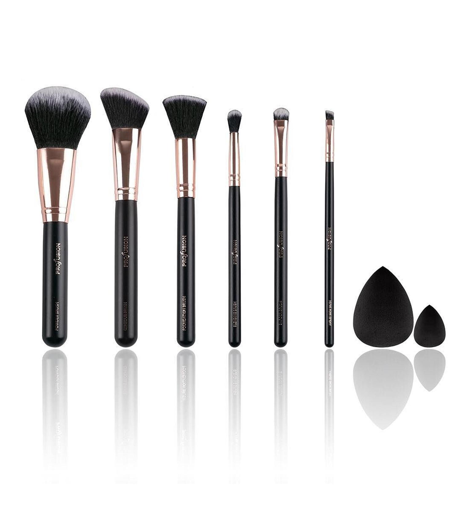 Profusion Cosmetics Professional Brush Vault 8 Piece Makeup Brush + Sponge Set (flawless application to the face and eyes) - Buy Online on GoSupps.com