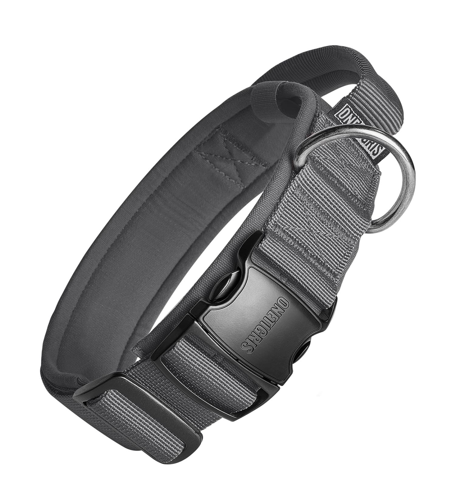 OneTigris Dog Collar with Metal Buckle for Dogs - Durable Grey LL Dog Collar for Ultimate Comfort & Style - International Shipping Available - Buy Online on GoSupps.com