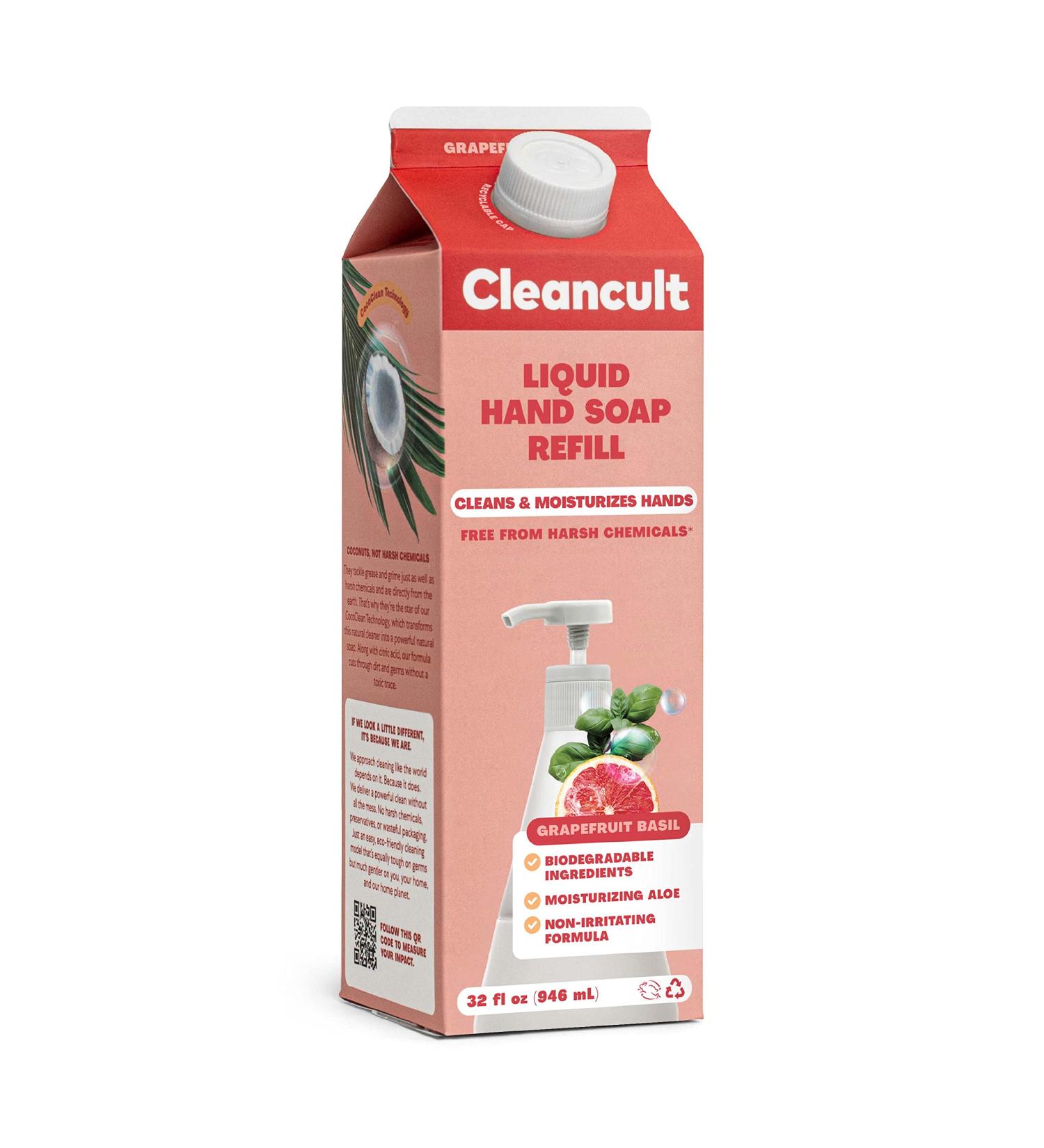 Cleancult Grapefruit Basil Liquid Hand Soap Refill 32oz - Nourishing, Moisturizing & Eco-Friendly Formula - Buy Online on GoSupps.com