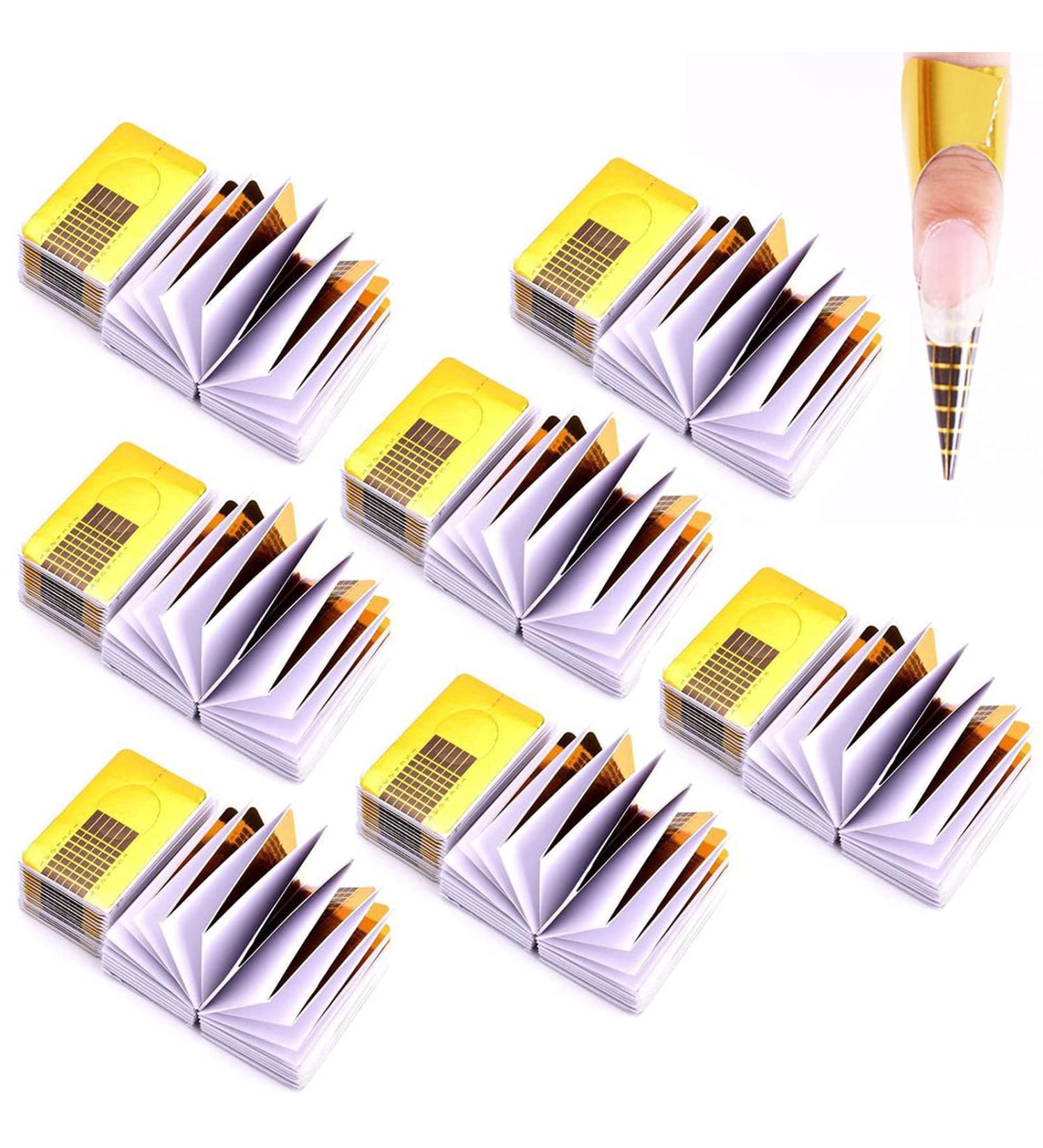 700 Self-Adhesive Nail Templates - Professional Reusable Fingernail Stencils for Gel Nails & Extensions - Golden Nail Art Tips - Buy Online on GoSupps.com