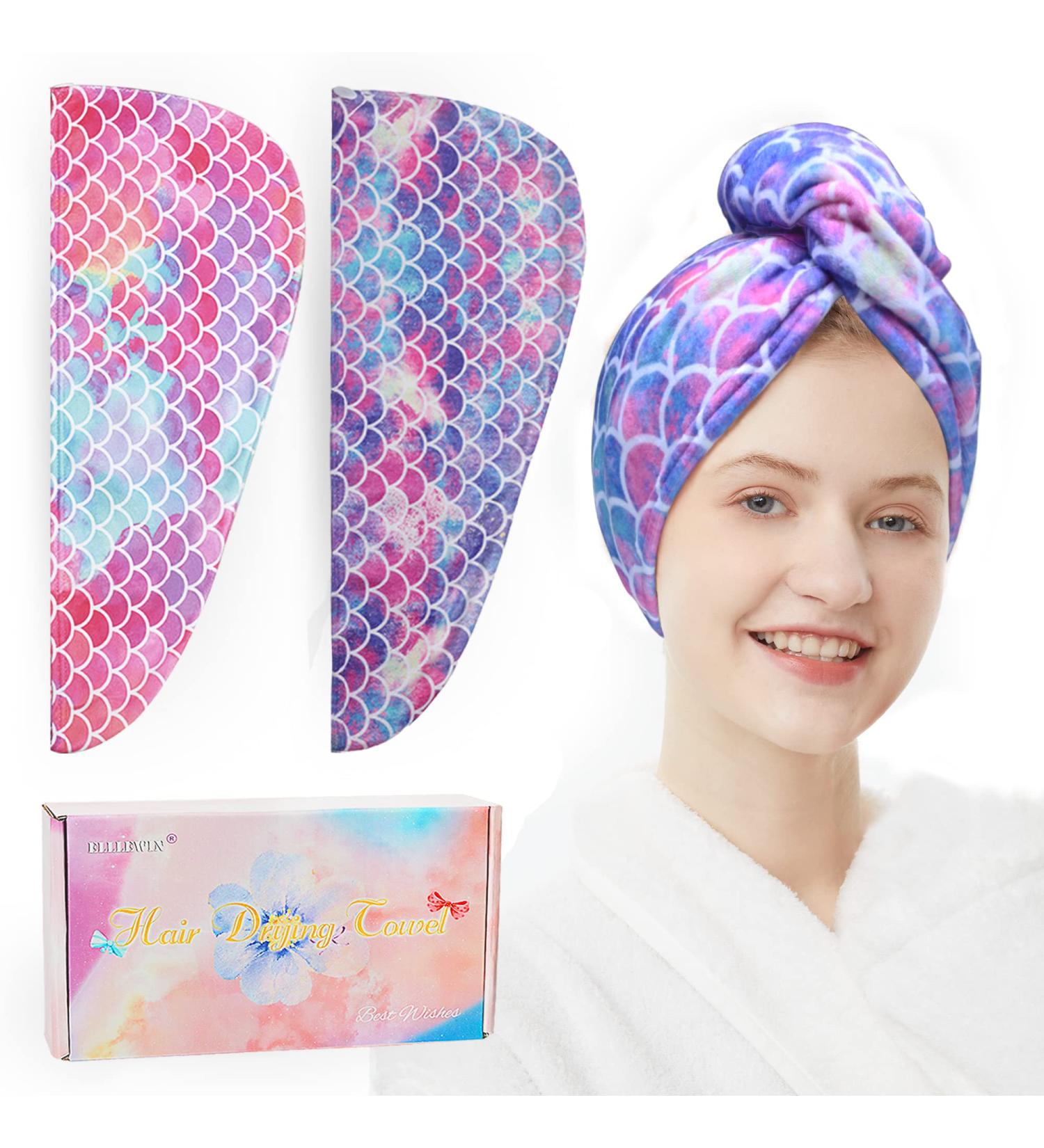 ELLEWIN Kids Microfiber Hair Towel Wrap - 2 Pack Mermaid Galaxy for Quick Drying & Anti-Frizz - Perfect Mother's Day Gift! - Buy Online on GoSupps.com