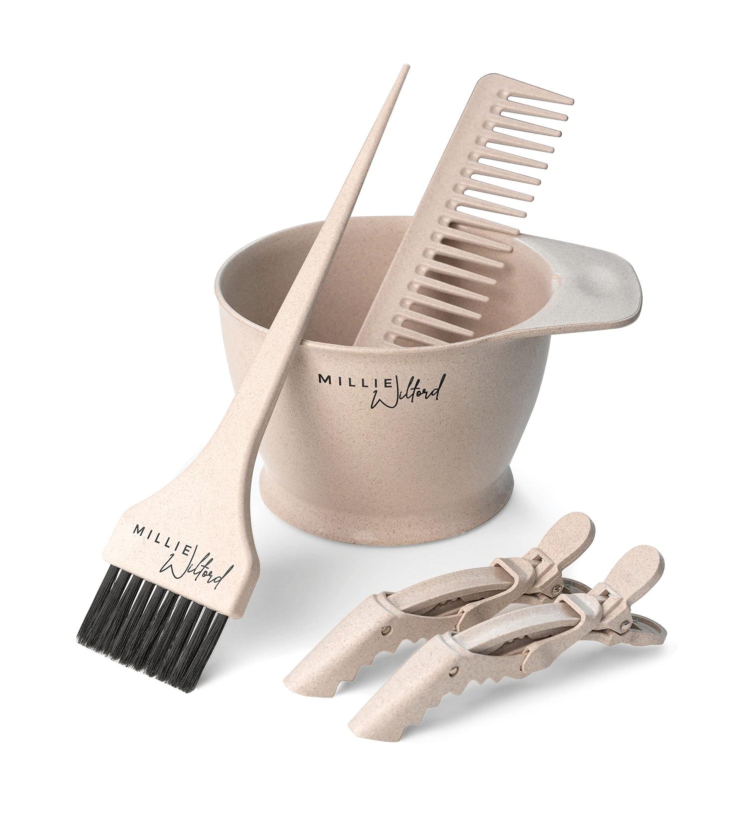 Millie Wilford Hair Dye Bowl and Brush Set - 5 Piece Hair Colouring Kit for Home Highlights, Tinting, and Root Touch-up - Recycled Plant Fibre - Buy Online on GoSupps.com