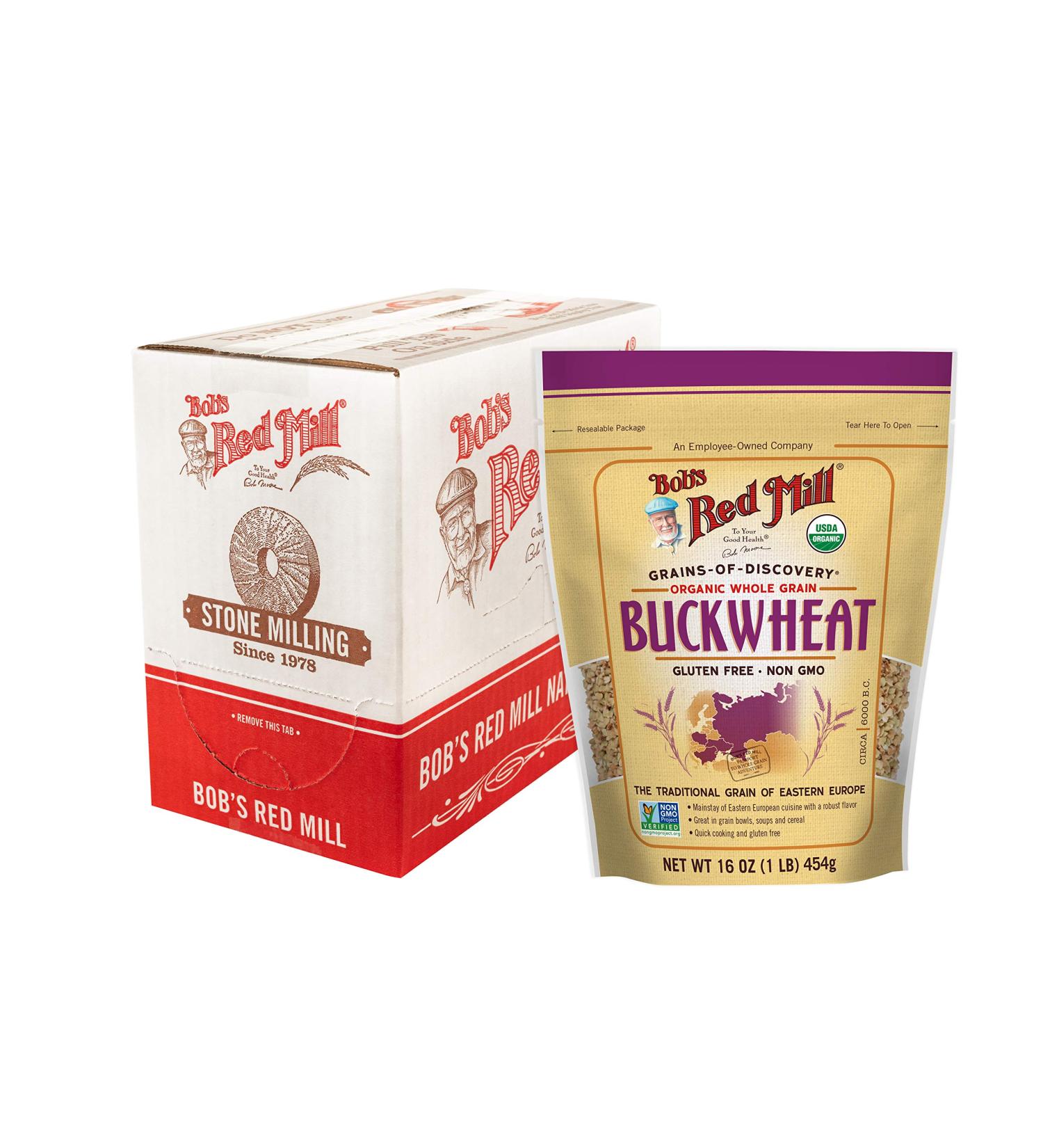 Bob's Red Mill Organic Gluten Free Buckwheat Groats 16oz - Pack of 4 - Buy Online on GoSupps.com