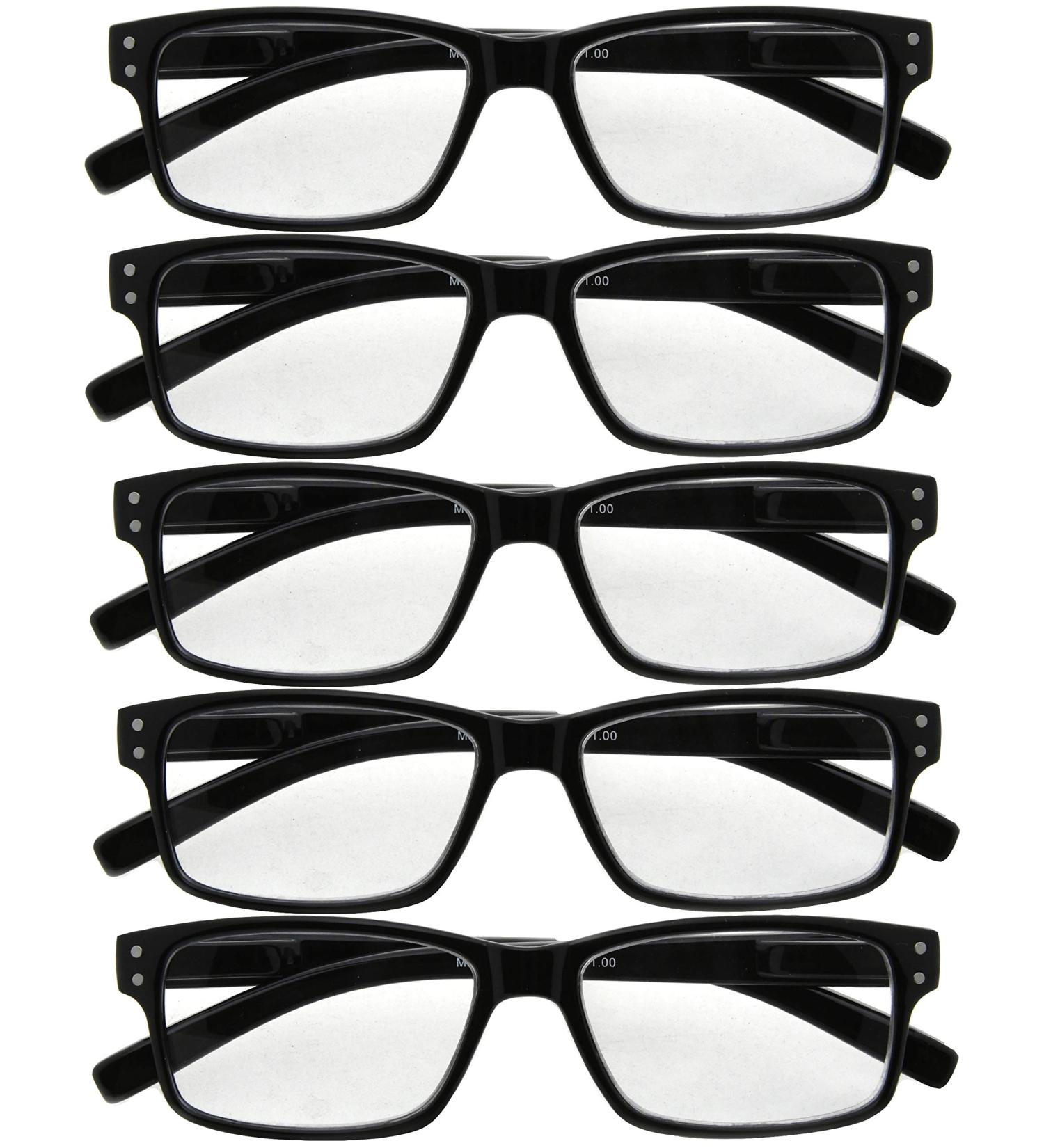 CessBlu Multipack Reading Glasses for Men & Women - 5 Black Eyeglasses 2.5x Magnification - Buy Online on GoSupps.com