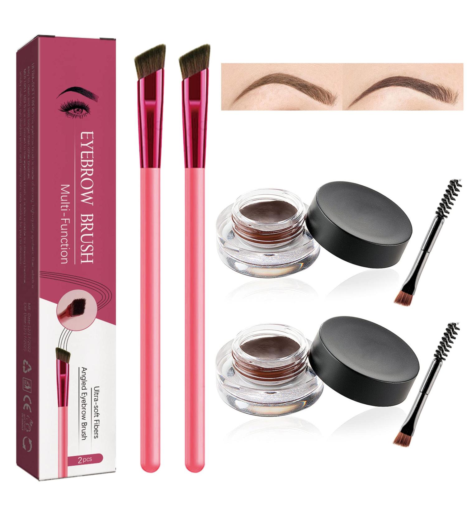 4D Hair Stroke Brow Stamp Set - Light Brown + Dark Brown Eyebrow Brush & Cream Kit - Buy Online on GoSupps.com
