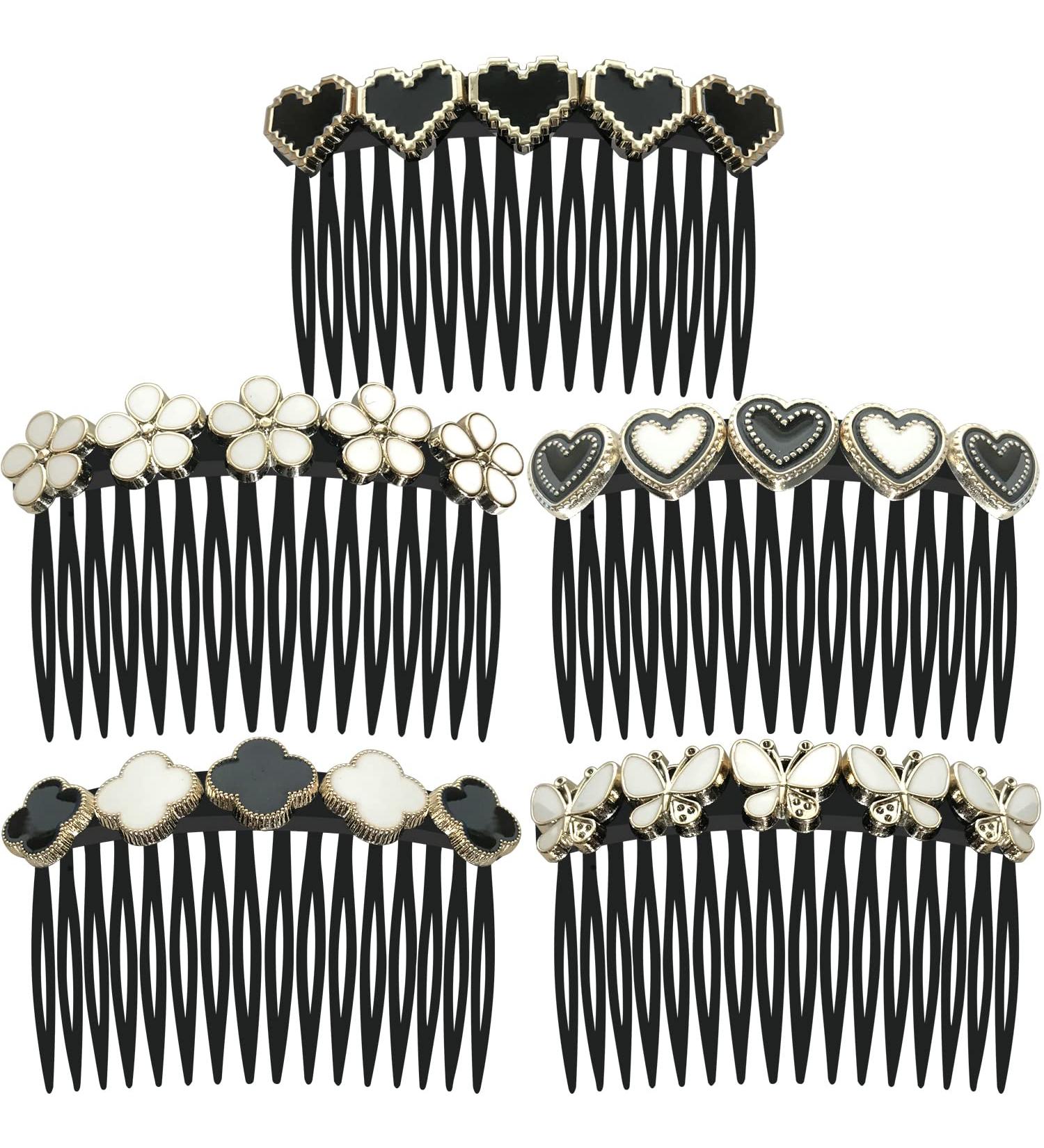 MARY LAVENDER Side Hair Comb Set - 5pcs French Twist Bangs Hair Pins Clips for Women, Kids, Girls - Decorative Hair Accessories - Buy Online on GoSupps.com