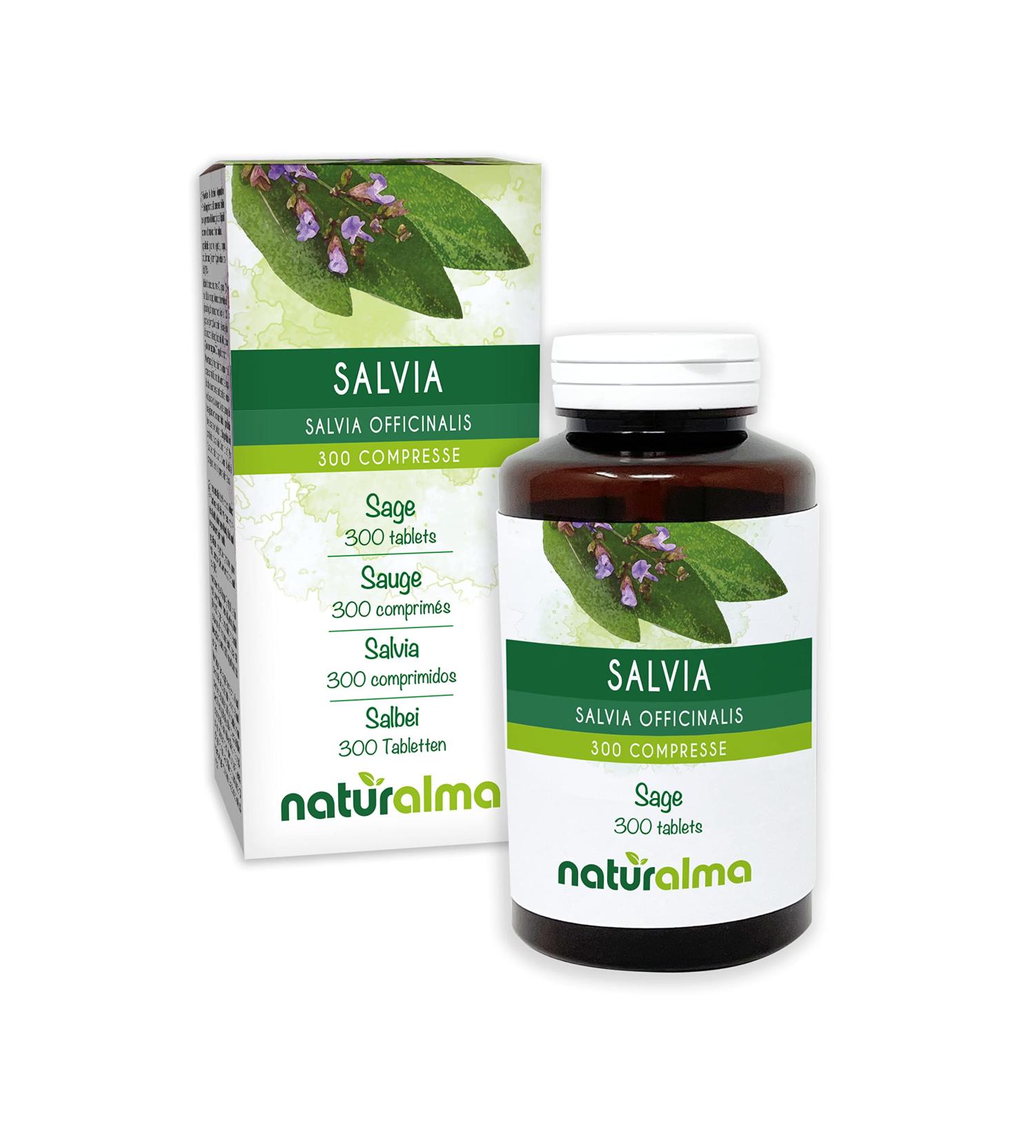 Sage (Salvia officinalis) leaves Naturalma - 150 g - 300 tablets - Food supplement - Natural and Vegan - Buy Online on GoSupps.com