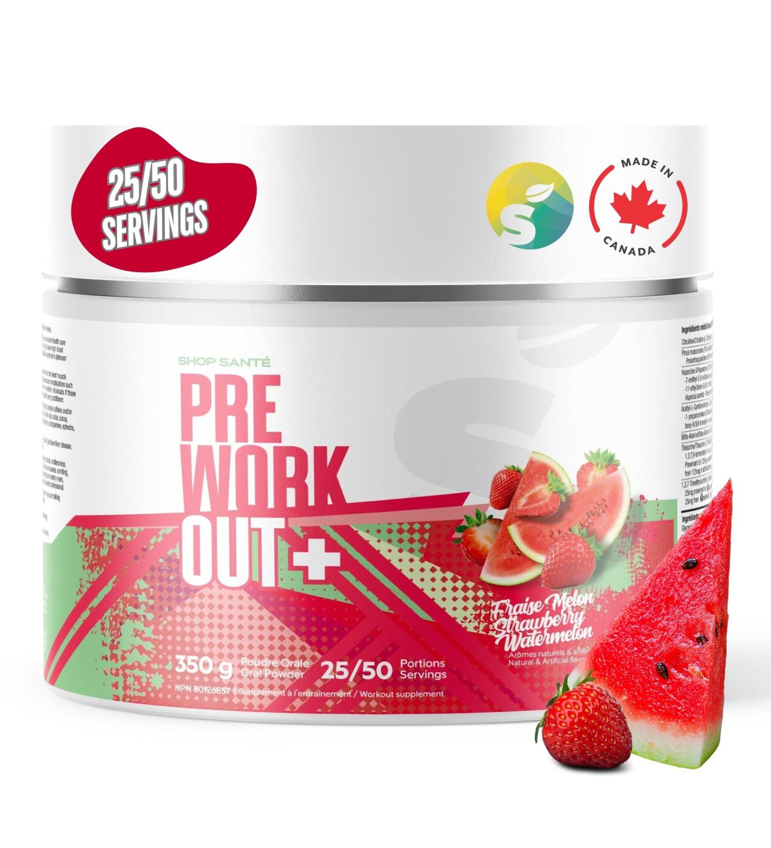 Shop Sante Pre Workout Plus Preworkout Energy Powder 150mg Caffeine Citrulline Beta Alanine Sports Drink Supplement for Men and Women 50 servings - Strawberry Watermelon - Buy Online on GoSupps.com