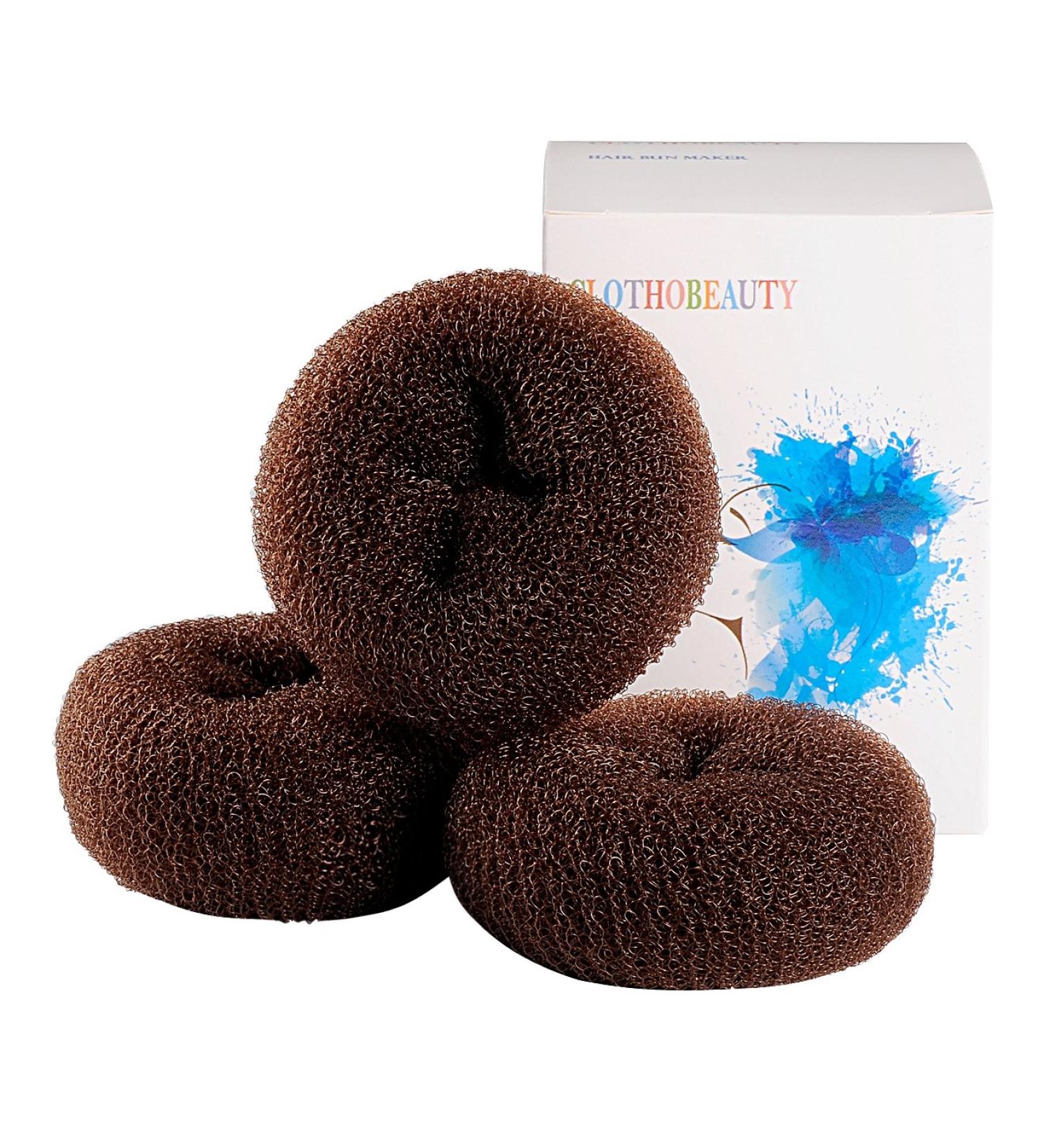 CLOTHOBEAUTY Extra Small Kids Hair Bun Donut Maker - 3 Piece Set | Ring Style Chignon Doughnut Shaper for Short and Thin Hair - 2.5 inches Brown - Buy Online on GoSupps.com