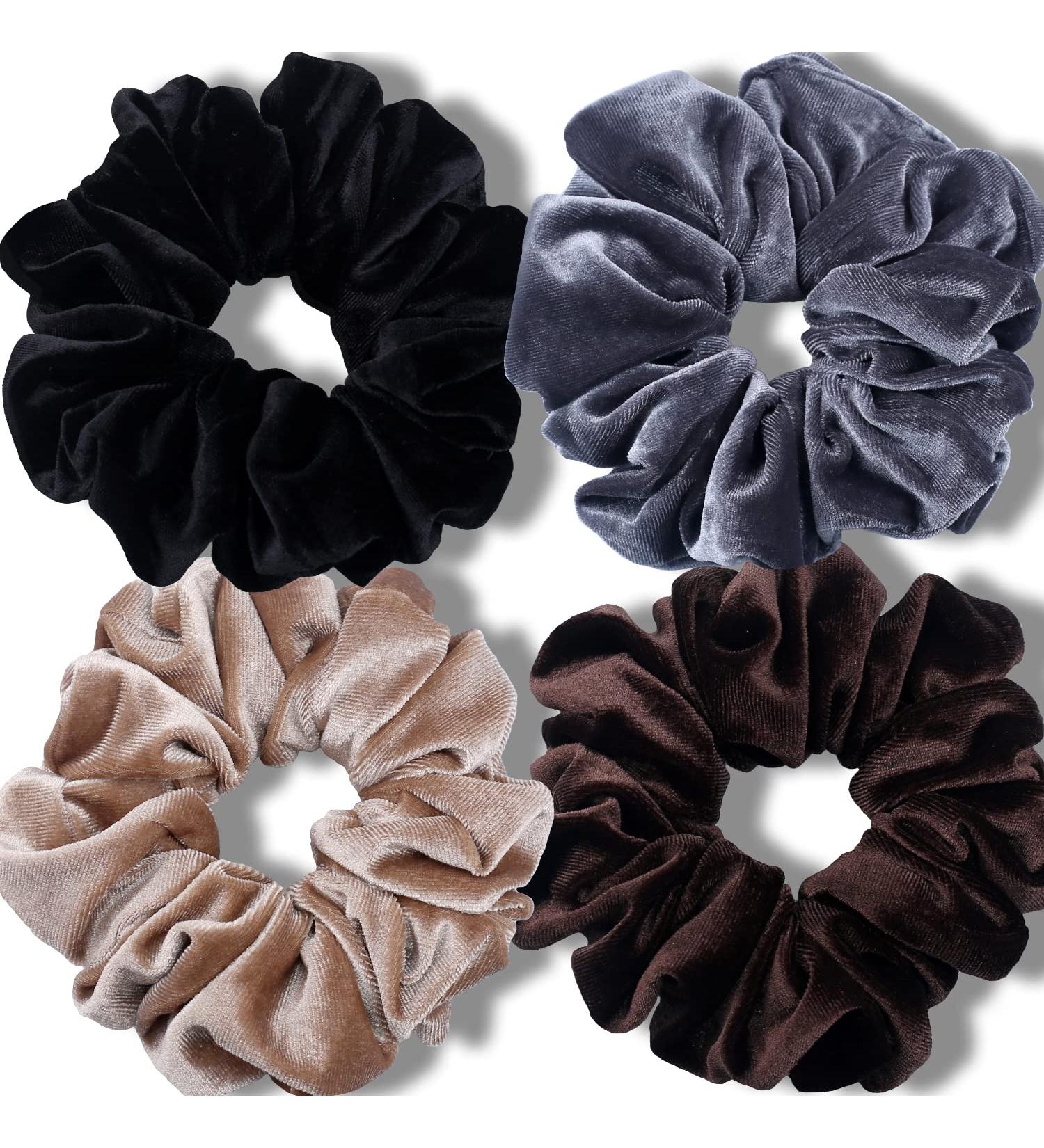 IVARYSS Extra Large Velvet Scrunchies for Thick Hair - 6 inch Big Elastic Bands, 4 Pack Neutral V-Neutral - Buy Online on GoSupps.com