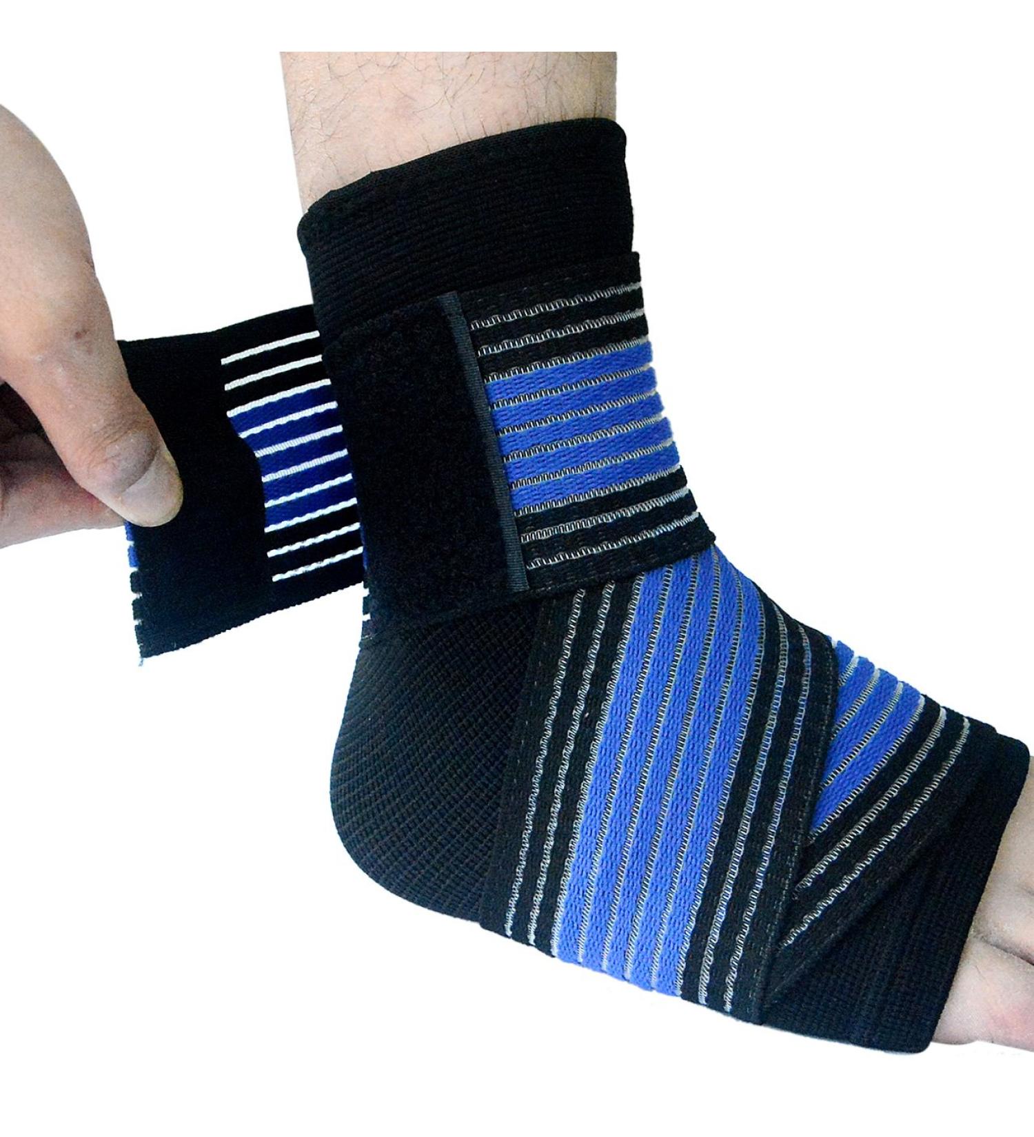 Ankle Support Brace with Straps - Compression Sleeve & Adjustable Wrap for Injury Recovery & Joint Pain Relief (Blue) - Shop Internationally - Buy Online on GoSupps.com