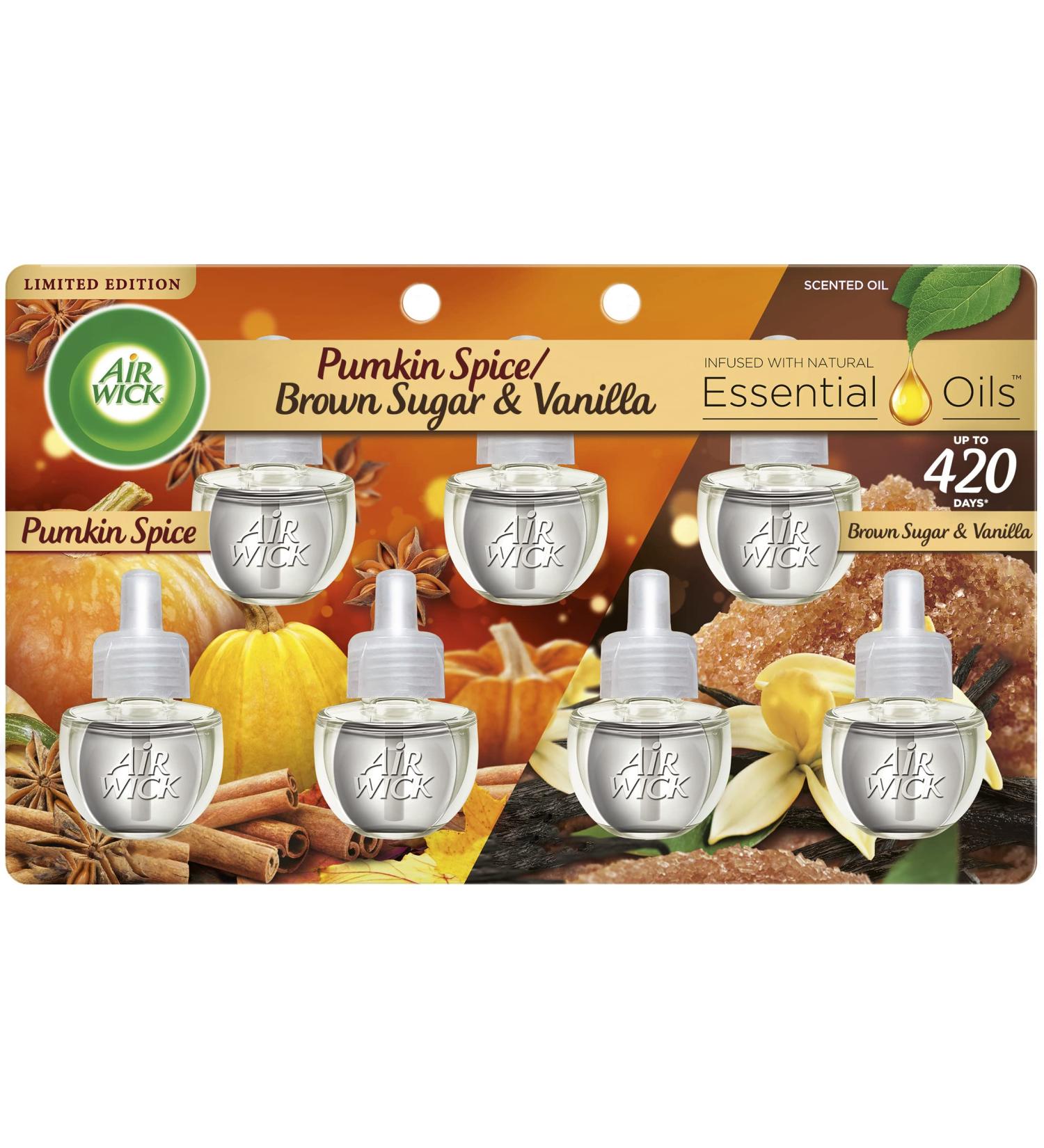 Air Wick Pumpkin & Brown Sugar Scented Oil Refill 7ct Fall Pack - Essential Oils Air Freshener - Buy Online on GoSupps.com