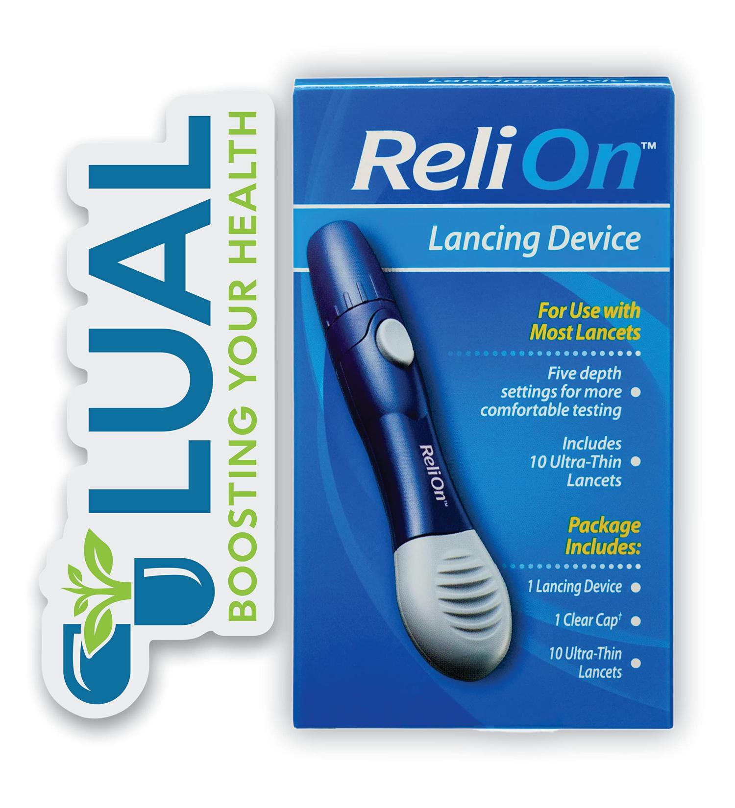 Lancing Device Kit with Luall Sticker, Relion Device, and 10 Lancets - Buy Online on GoSupps.com