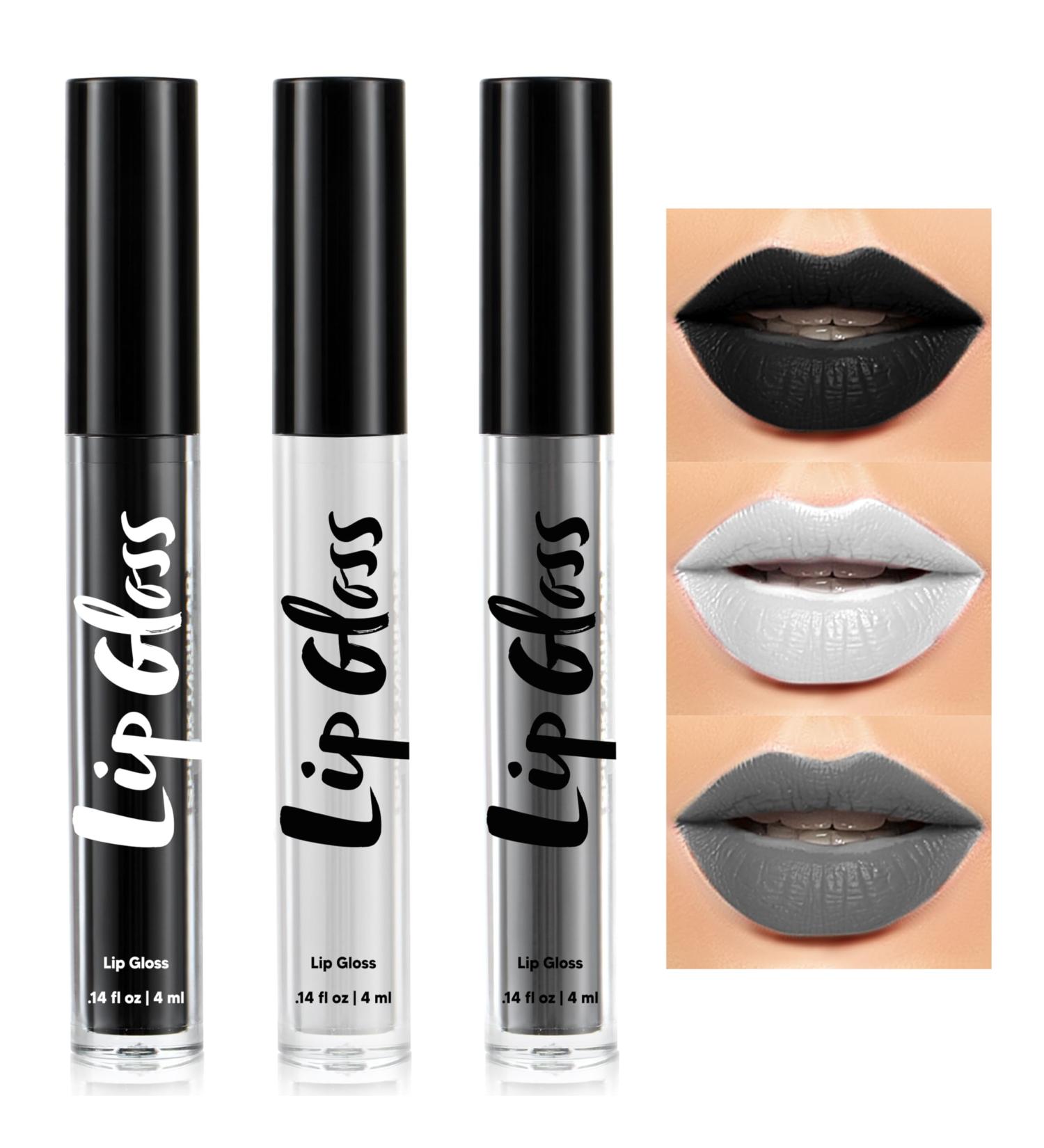 Halloween Makeup Lip Stain Set | Spooktacular Creations | 3 PCS Waterproof Matte Liquid Lipstick for SFX Cosplay & Stage Makeup (Black White Gray - Buy Online on GoSupps.com